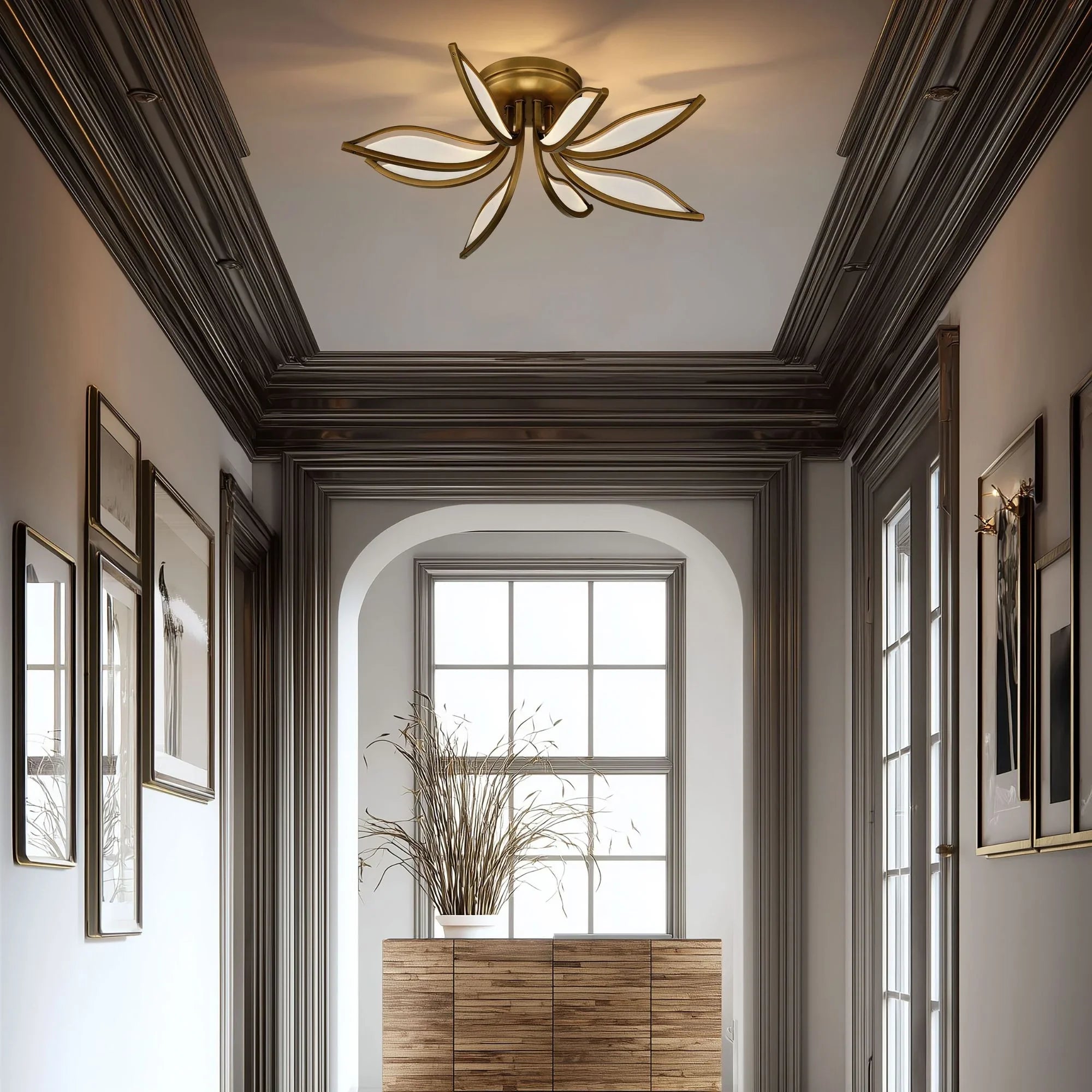 Papilio 21" LED Flush Mount, Legacy Brass Finish