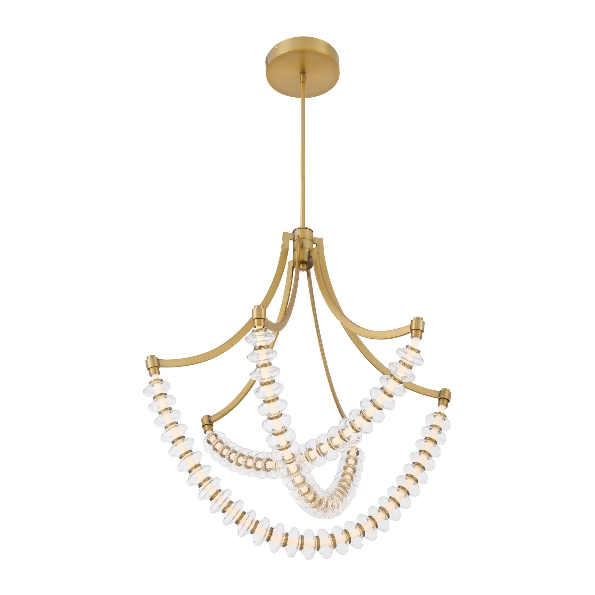 Minka-Lavery Pearl 31 in. LED Chandelier, Legacy Brass with Clear Glass