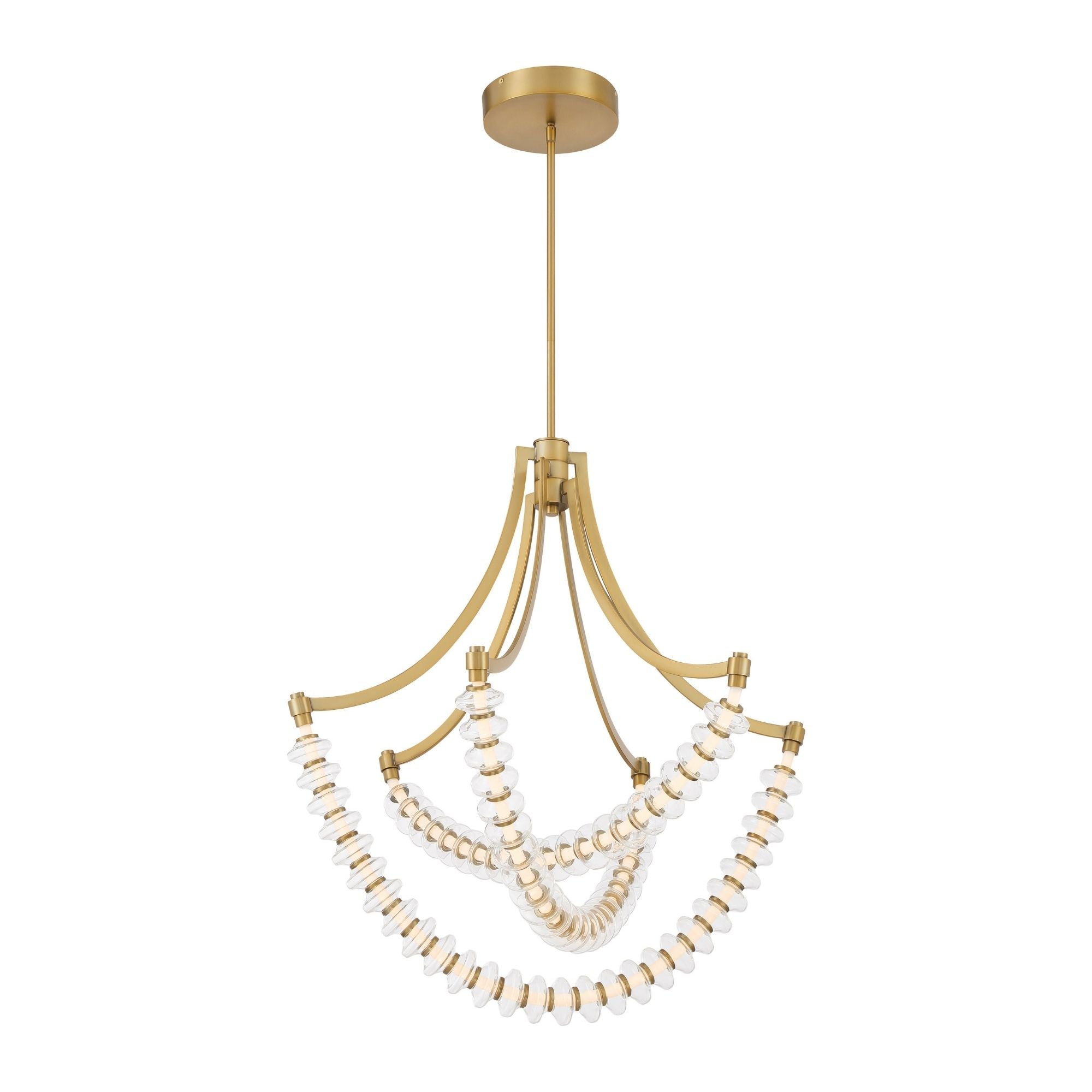 Minka-Lavery Pearl 31 in. LED Chandelier, Legacy Brass with Clear Glass