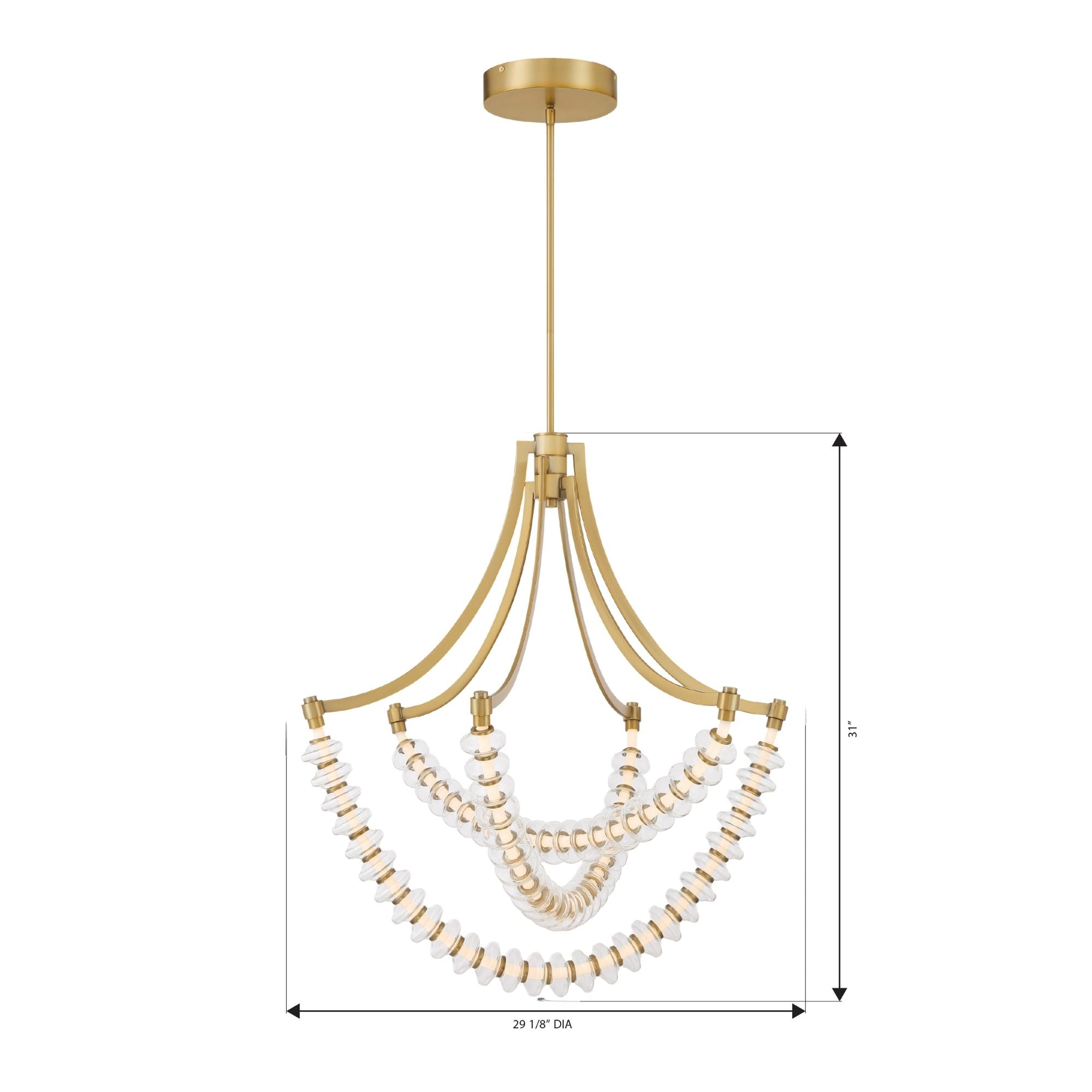 Minka-Lavery Pearl 31 in. LED Chandelier, Legacy Brass with Clear Glass