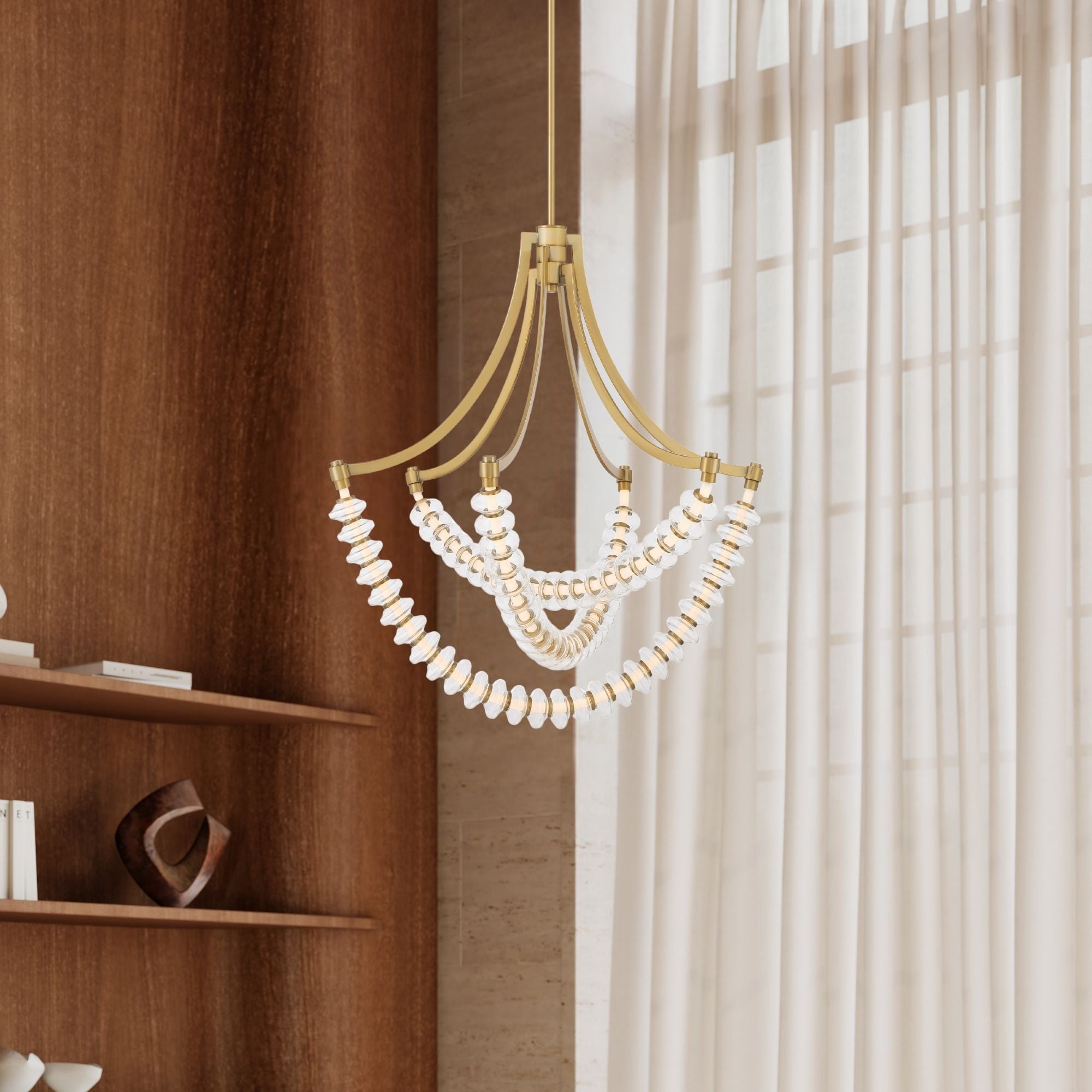 Minka-Lavery Pearl 31 in. LED Chandelier, Legacy Brass with Clear Glass