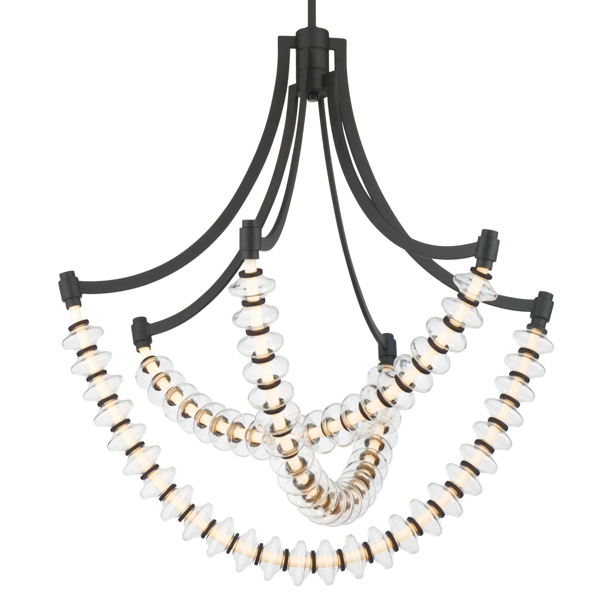 Minka-Lavery Pearl 29.25 in. LED Chandelier, Dark Matte Black with Clear Glass Disks