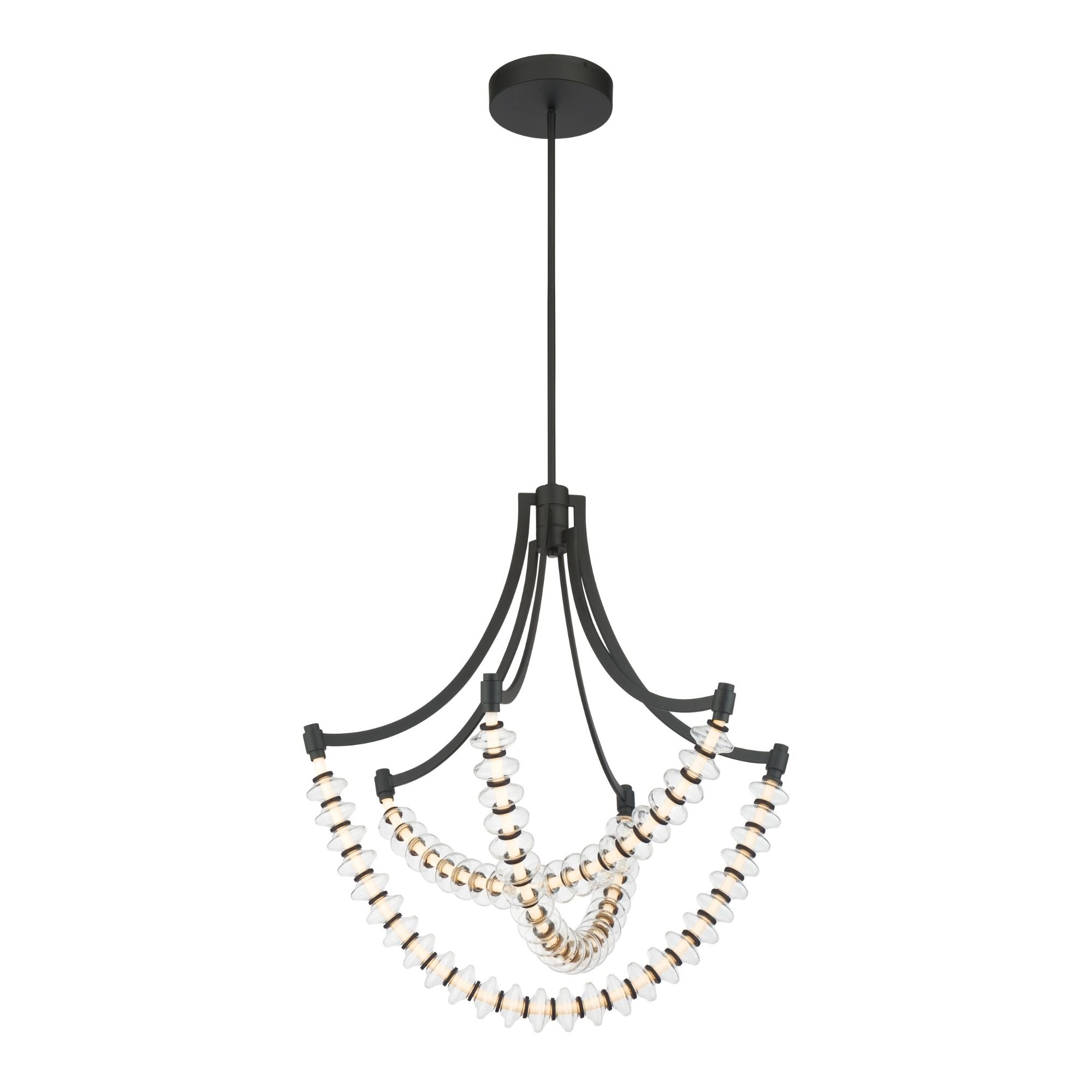 Minka-Lavery Pearl 29.25 in. LED Chandelier, Dark Matte Black with Clear Glass Disks