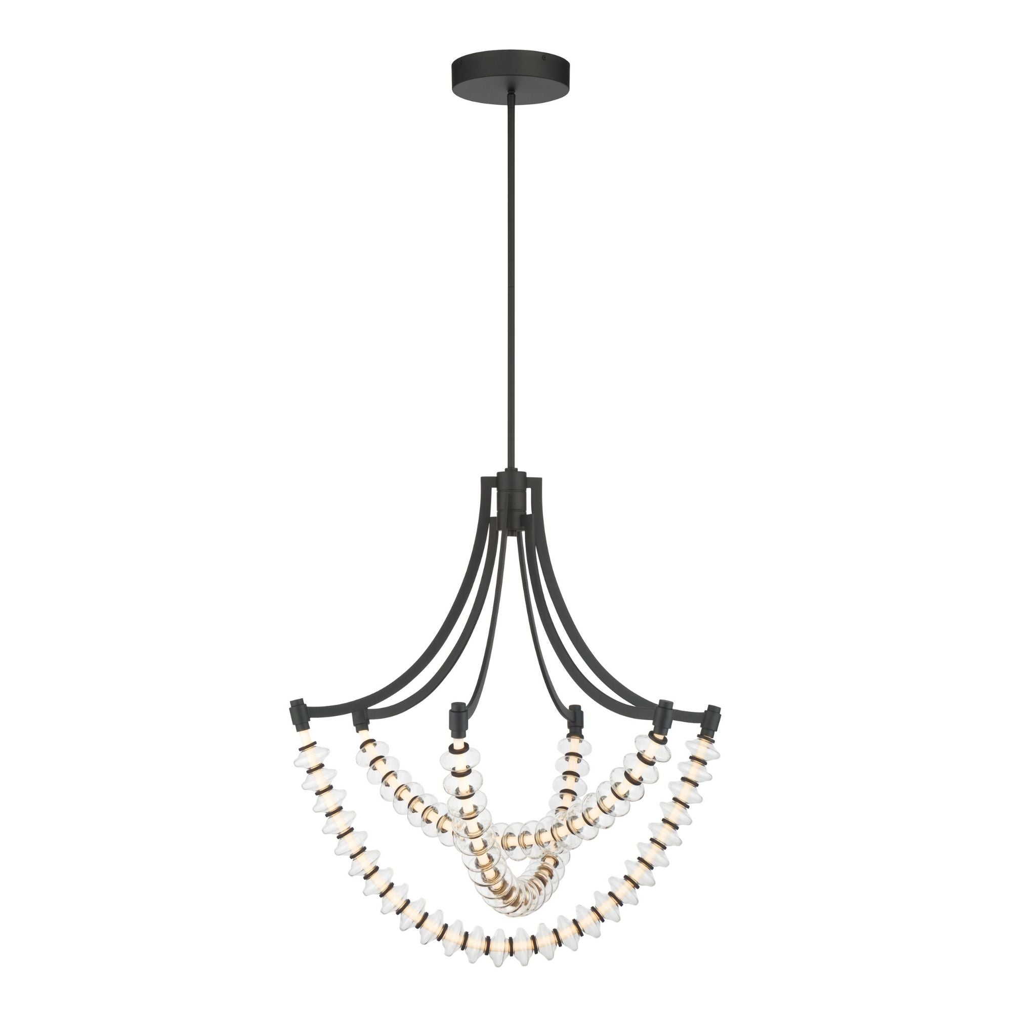 Minka-Lavery Pearl 29.25 in. LED Chandelier, Dark Matte Black with Clear Glass Disks
