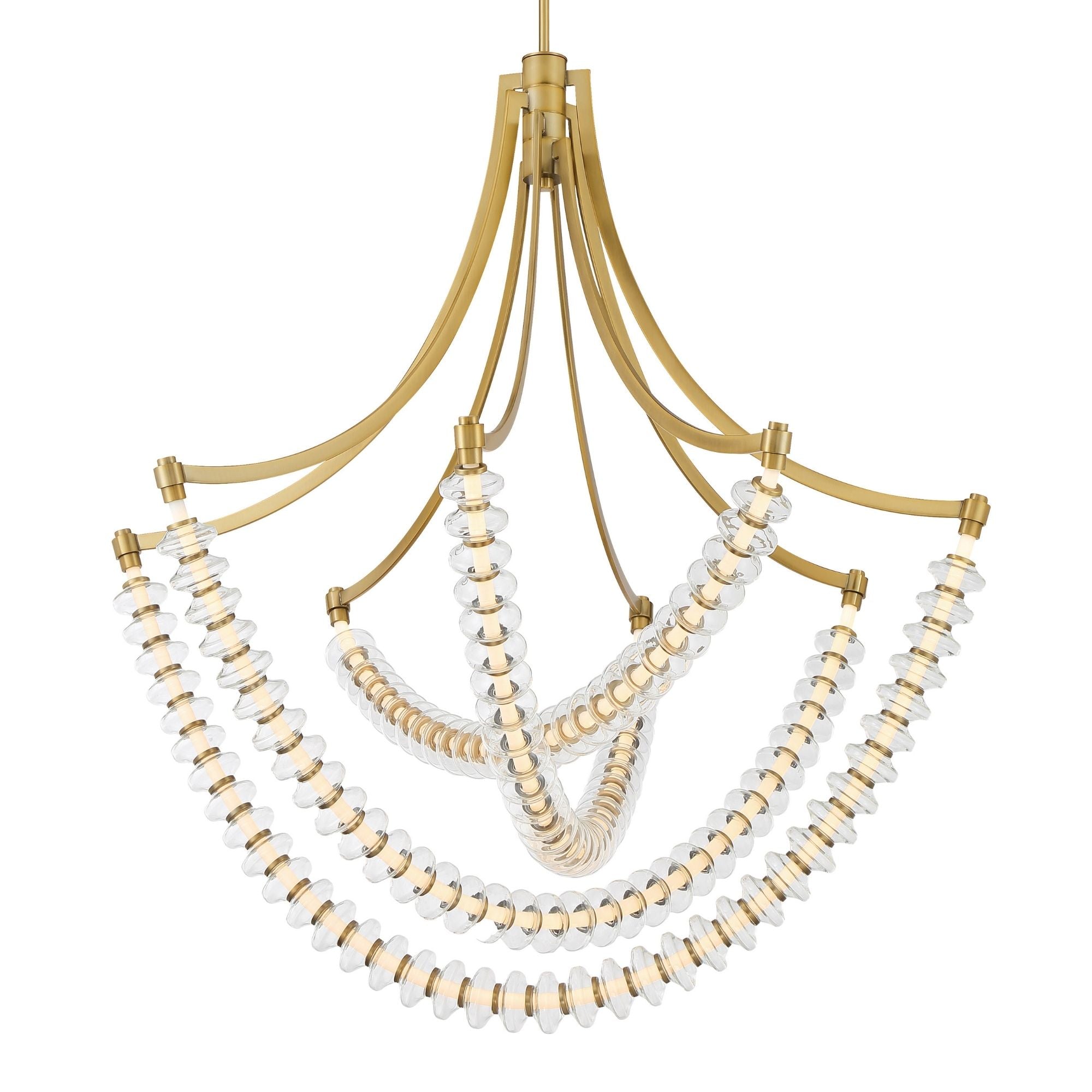 Minka-Lavery Pearl 40.75" LED Chandelier, Legacy Brass with Clear Glass