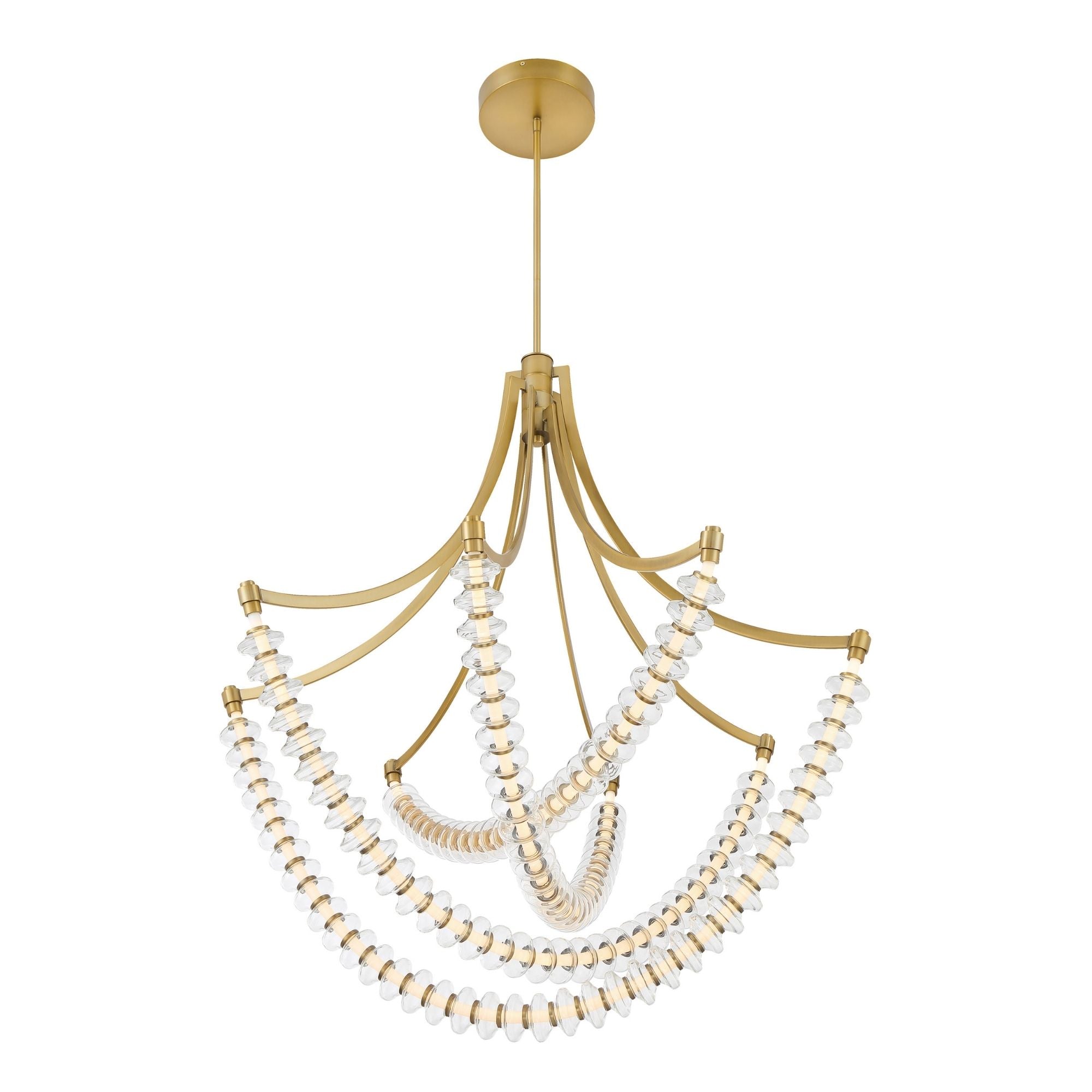 Minka-Lavery Pearl 40.75" LED Chandelier, Legacy Brass with Clear Glass