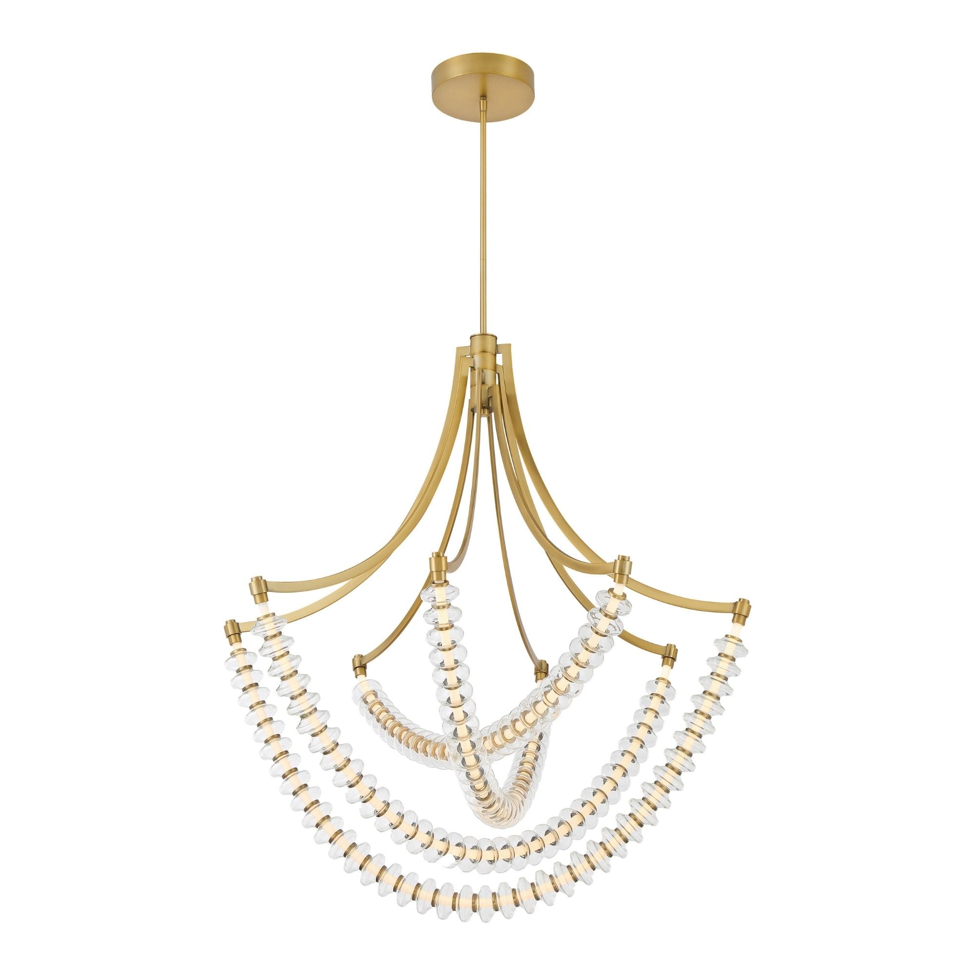 Minka-Lavery Pearl 40.75" LED Chandelier, Legacy Brass with Clear Glass
