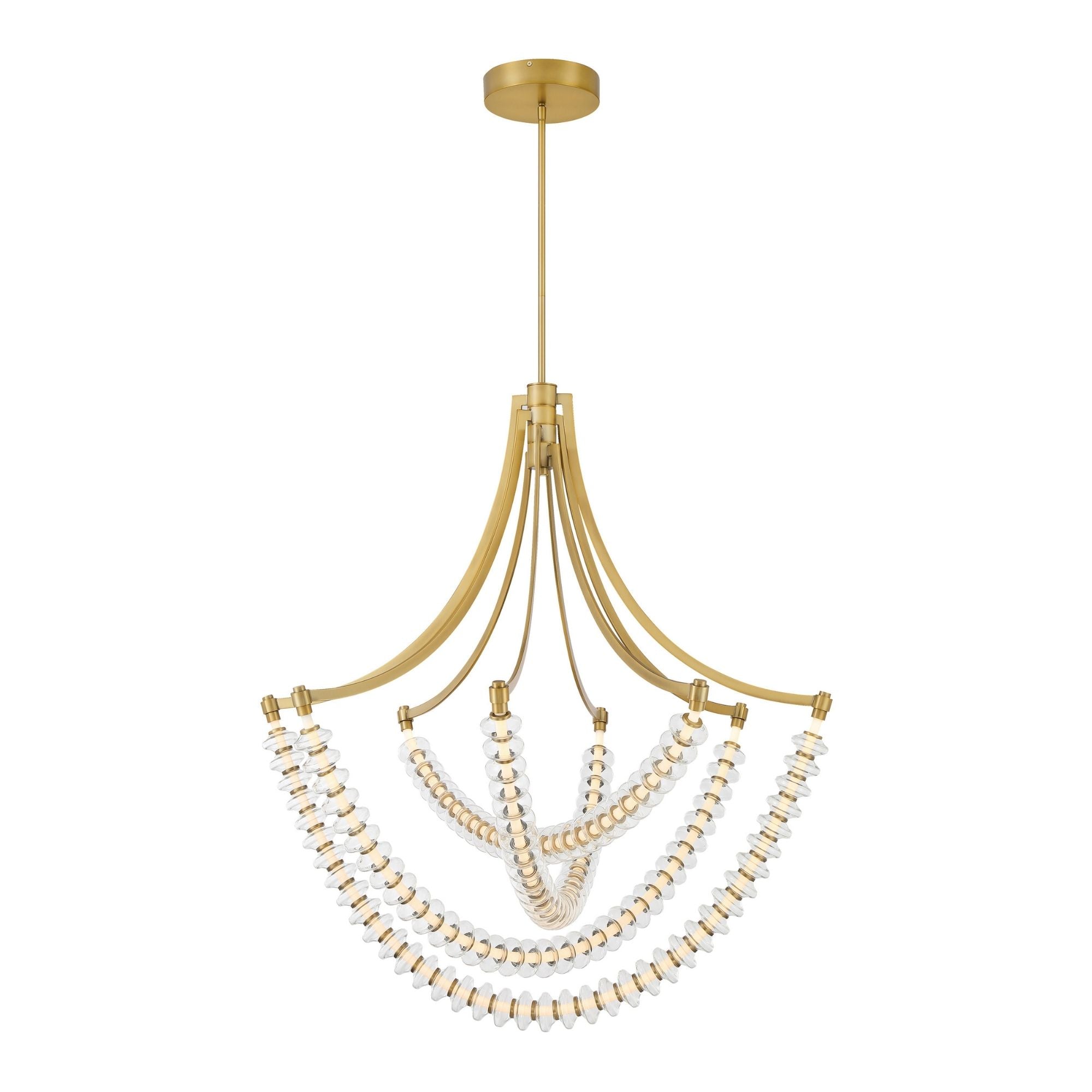 Minka-Lavery Pearl 40.75" LED Chandelier, Legacy Brass with Clear Glass
