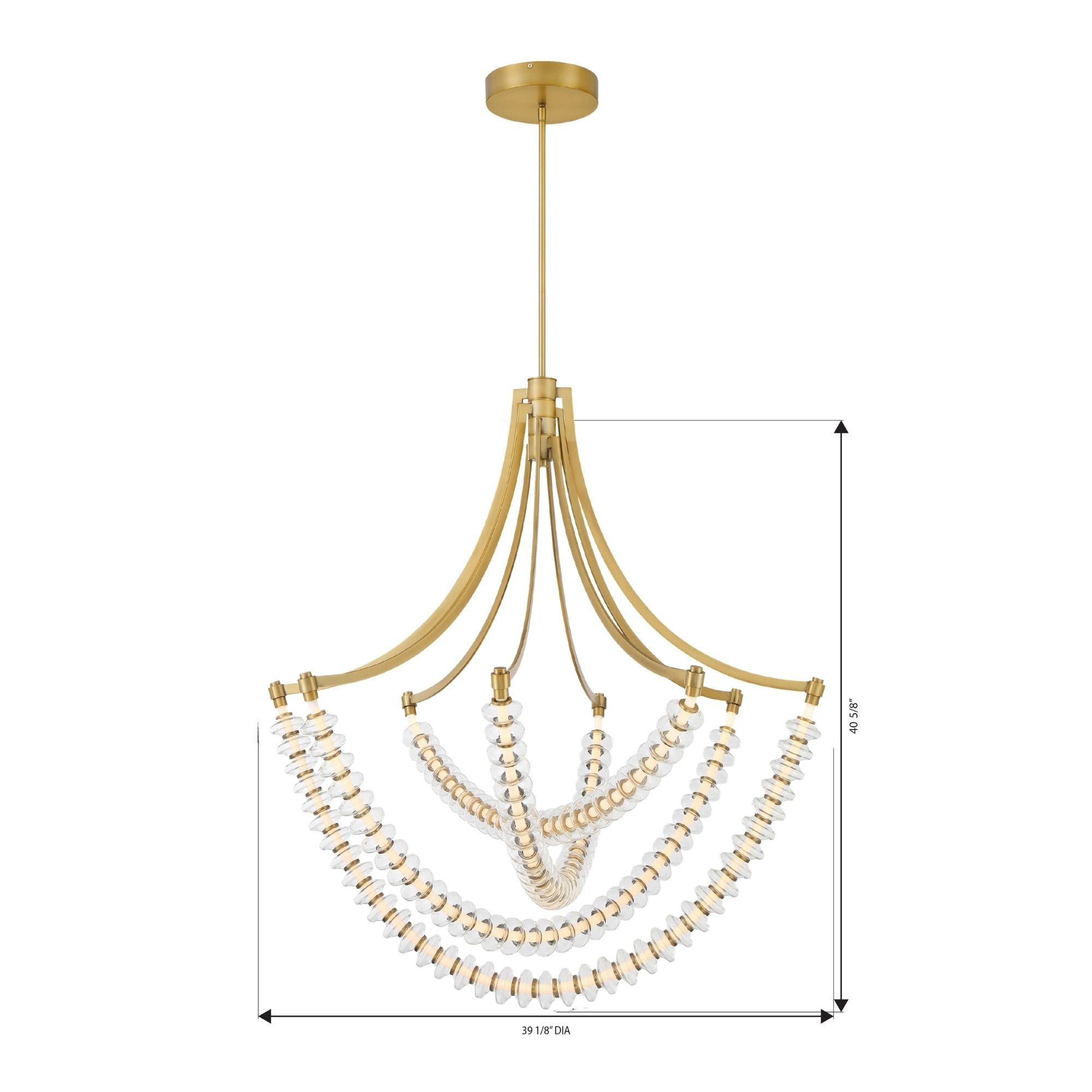 Minka-Lavery Pearl 40.75" LED Chandelier, Legacy Brass with Clear Glass
