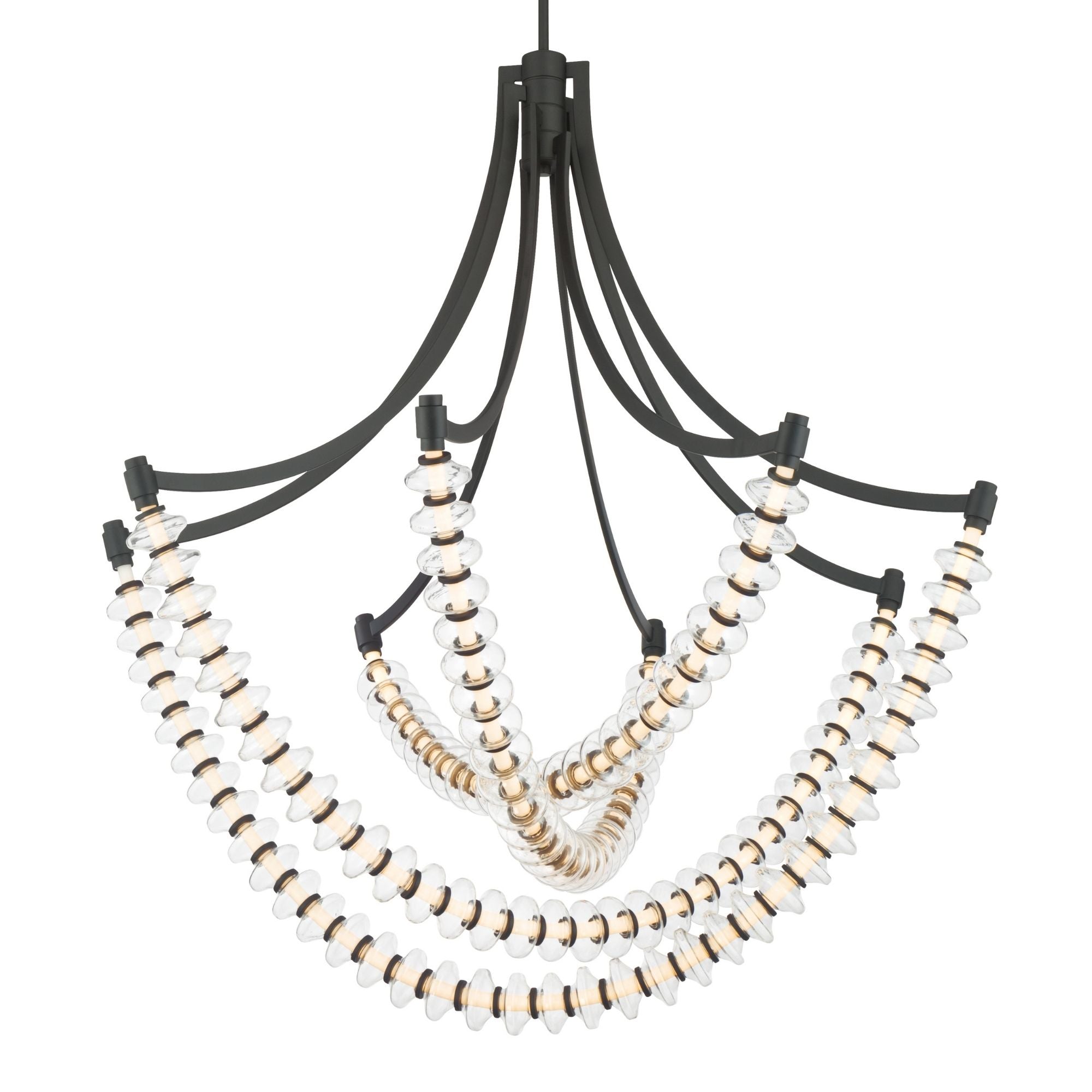 Minka-Lavery Pearl 39.25 in. LED Chandelier, Dark Matte Black with Clear Glass Cluster