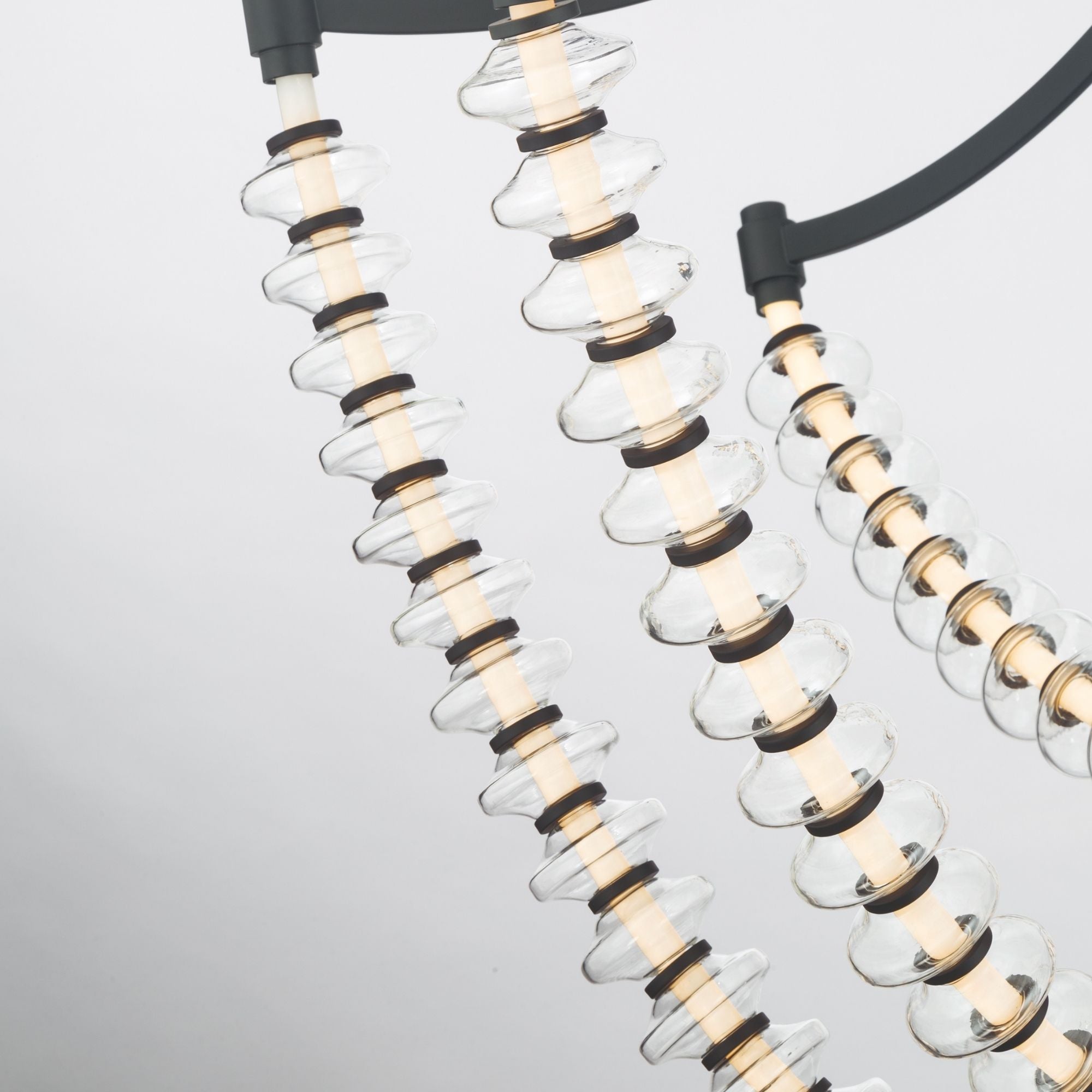 Minka-Lavery Pearl 39.25 in. LED Chandelier, Dark Matte Black with Clear Glass Cluster