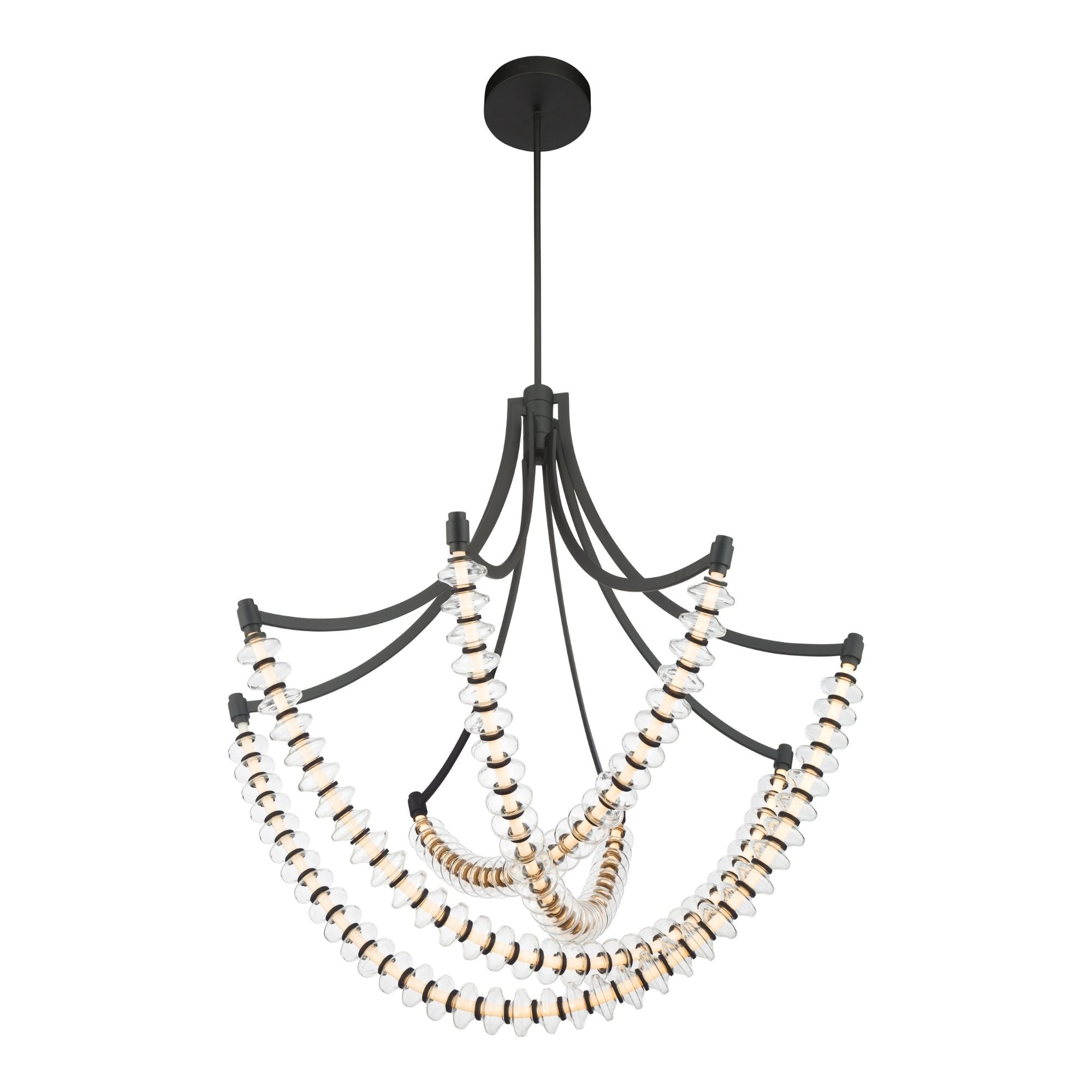 Minka-Lavery Pearl 39.25 in. LED Chandelier, Dark Matte Black with Clear Glass Cluster