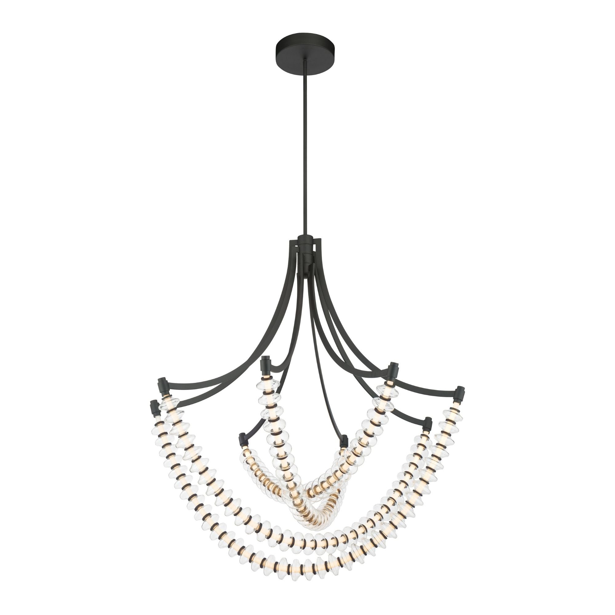 Minka-Lavery Pearl 39.25 in. LED Chandelier, Dark Matte Black with Clear Glass Cluster