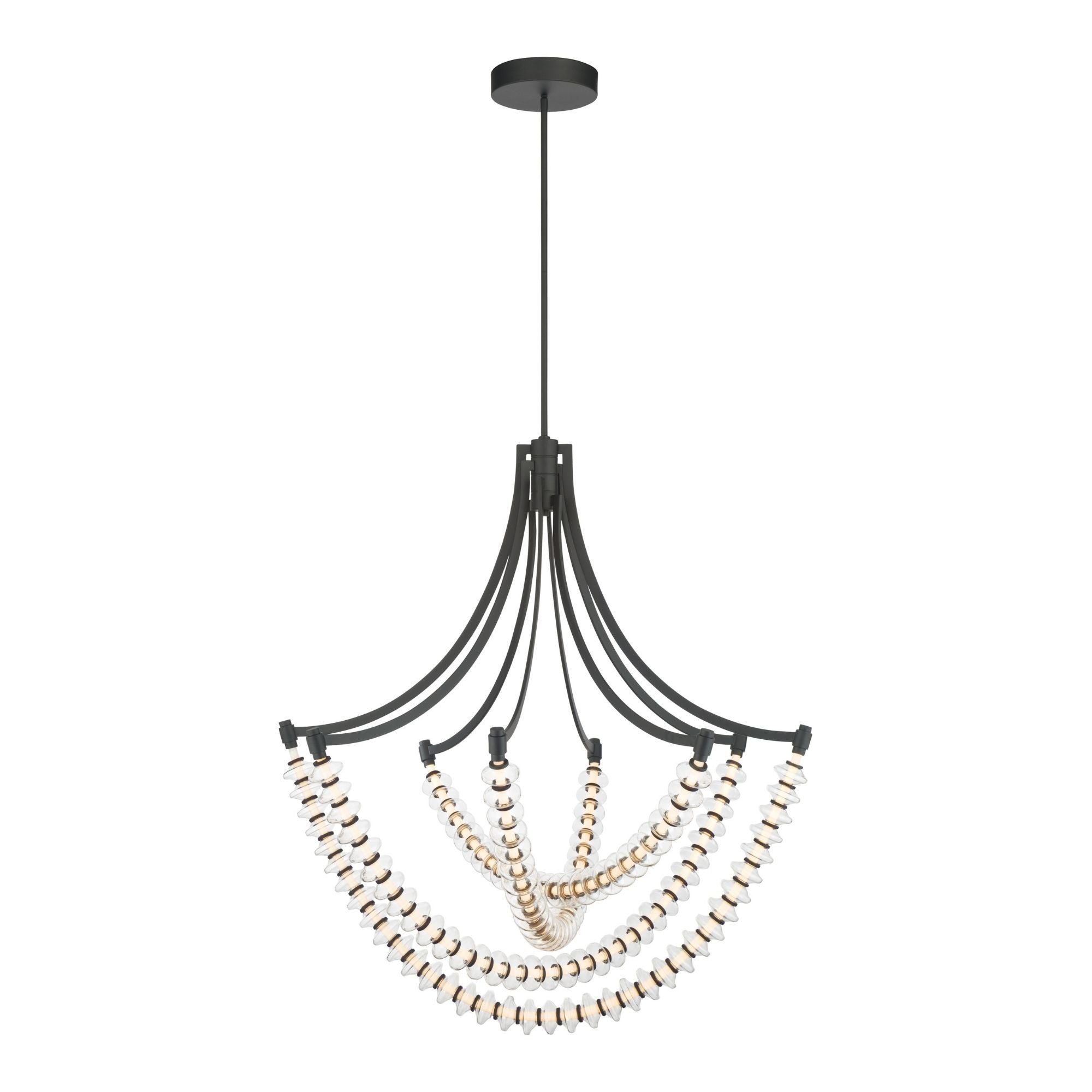 Minka-Lavery Pearl 39.25 in. LED Chandelier, Dark Matte Black with Clear Glass Cluster