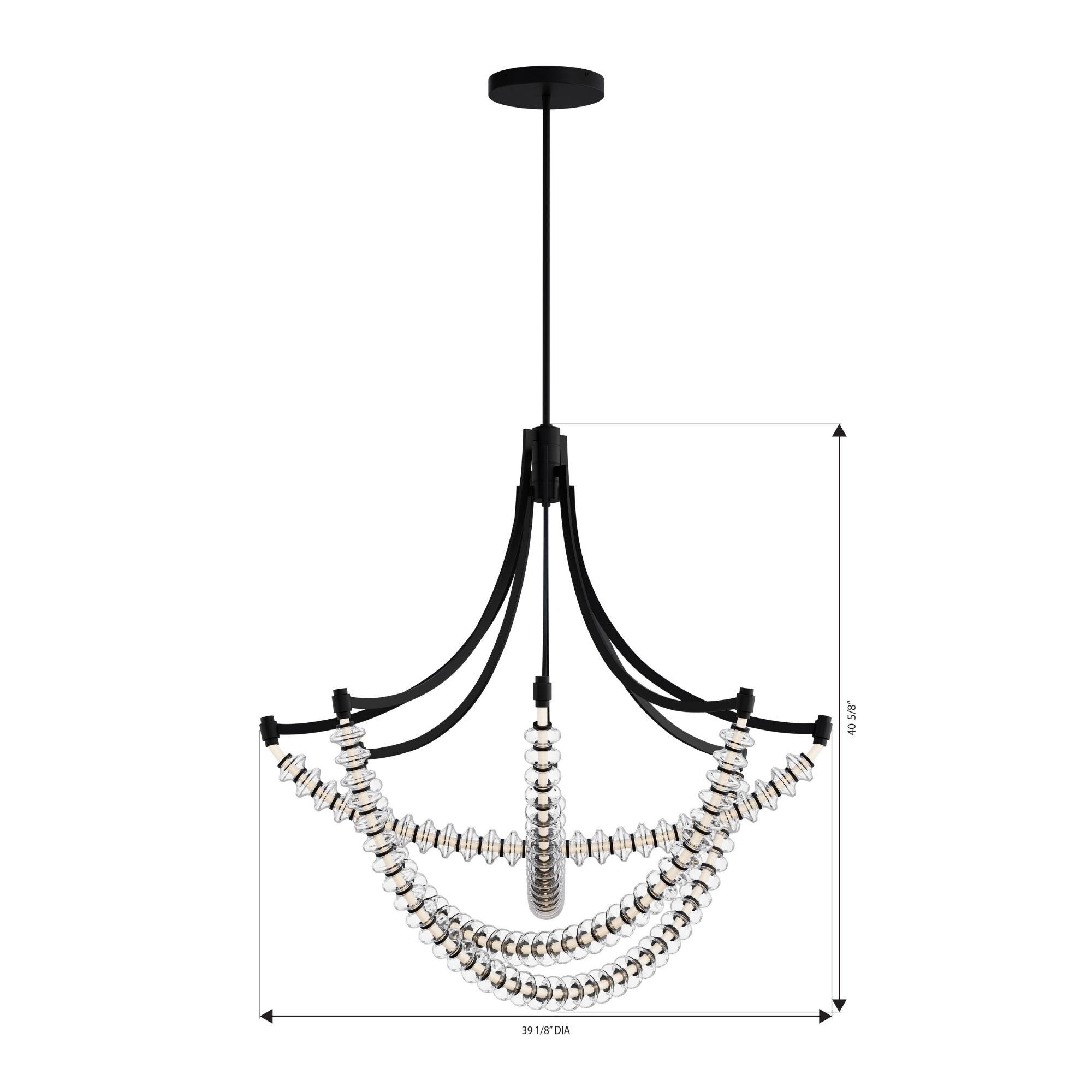 Minka-Lavery Pearl 39.25 in. LED Chandelier, Dark Matte Black with Clear Glass Cluster
