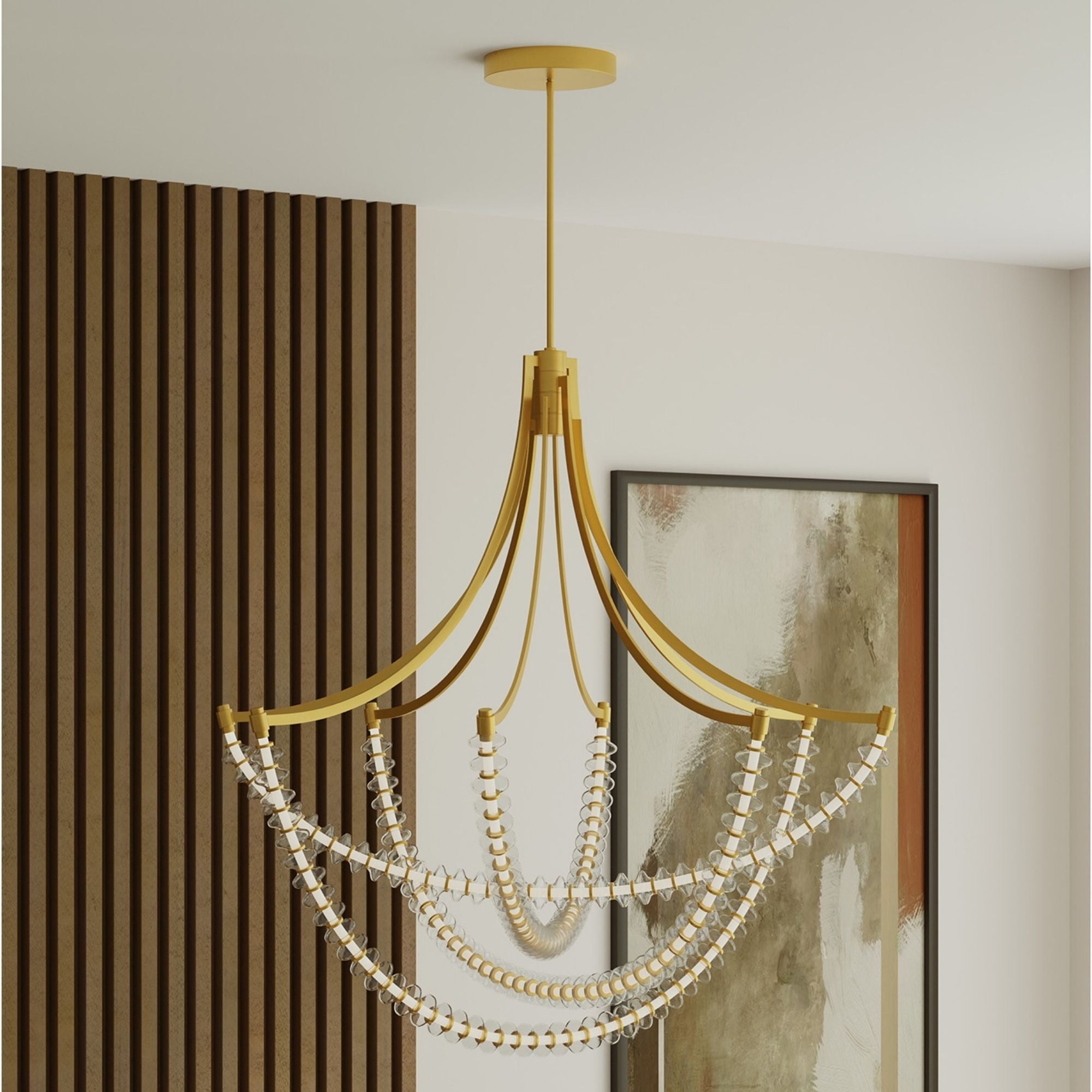 Minka-Lavery Pearl 49.25" LED Chandelier, Legacy Brass with Clear Glass