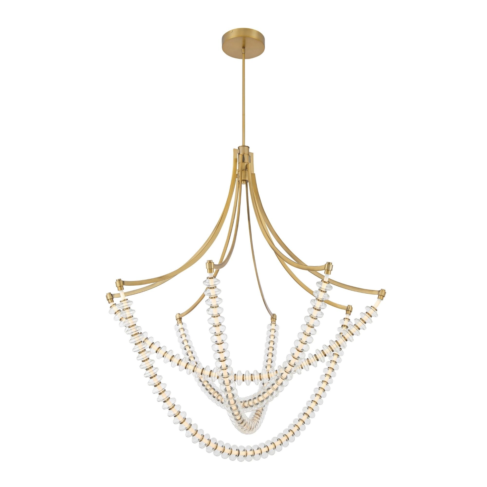 Minka-Lavery Pearl 49.25" LED Chandelier, Legacy Brass with Clear Glass