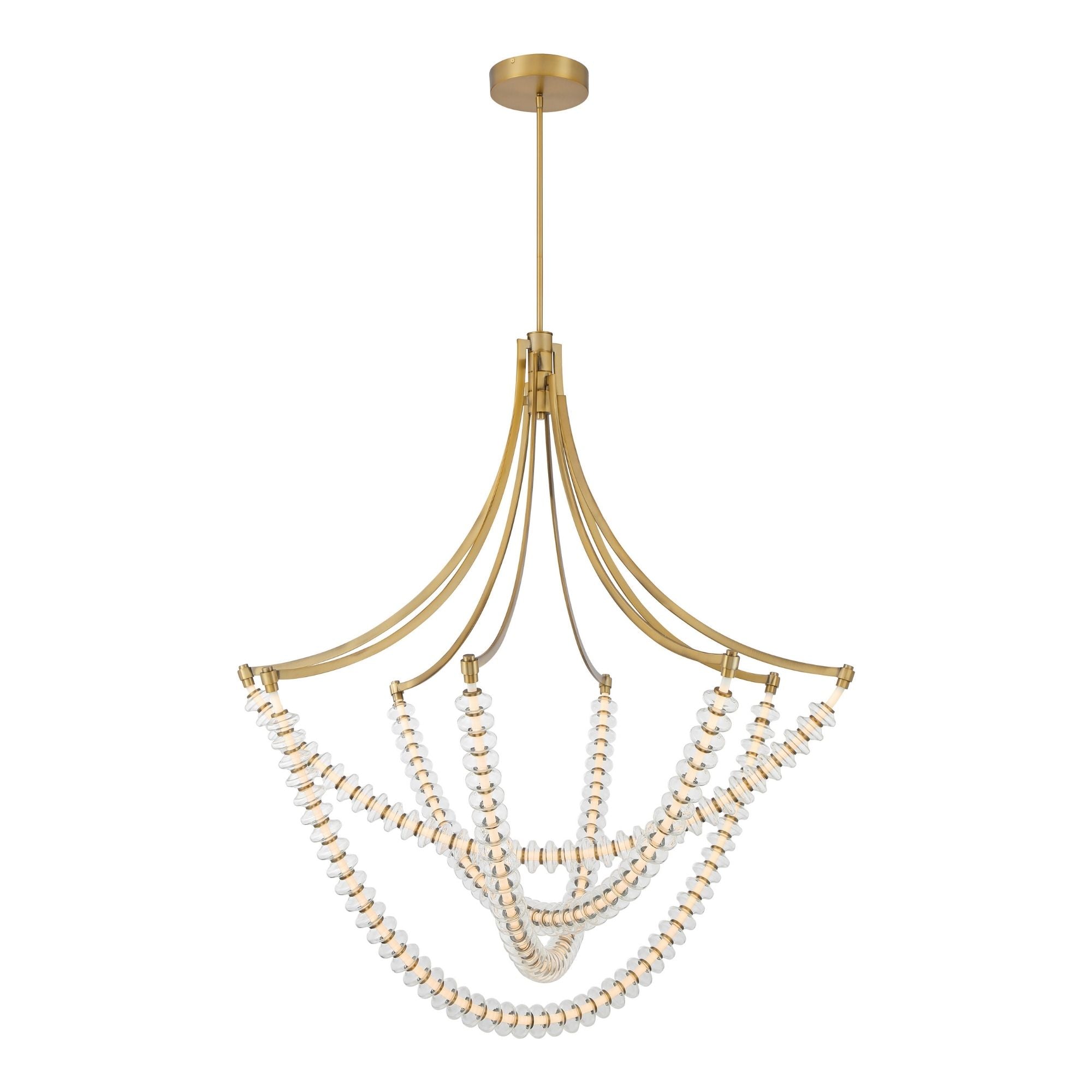 Minka-Lavery Pearl 49.25" LED Chandelier, Legacy Brass with Clear Glass