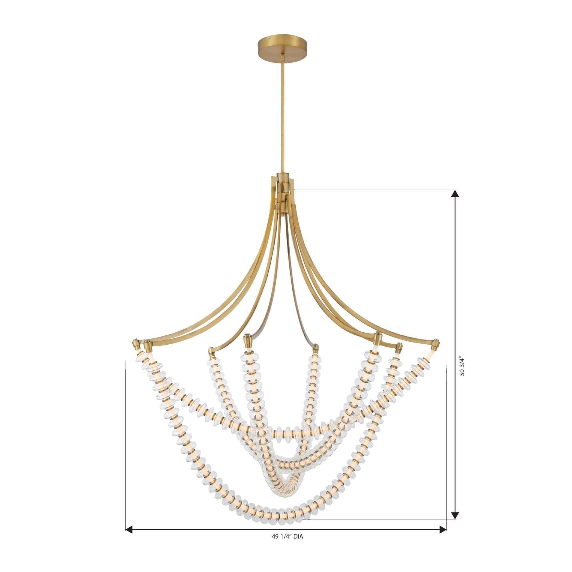 Minka-Lavery Pearl 49.25" LED Chandelier, Legacy Brass with Clear Glass