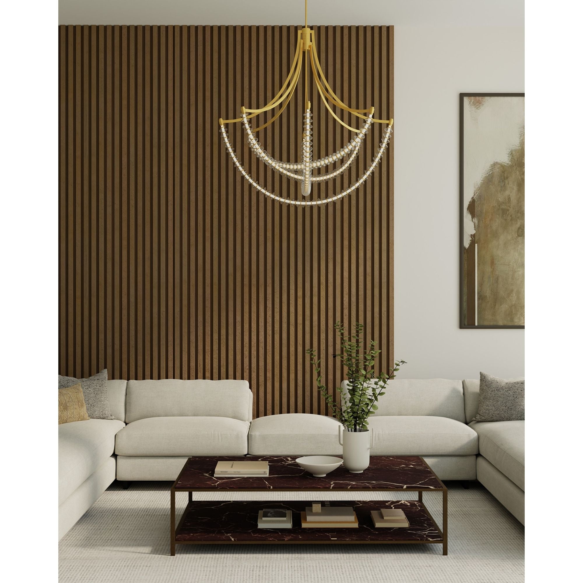 Minka-Lavery Pearl 49.25" LED Chandelier, Legacy Brass with Clear Glass