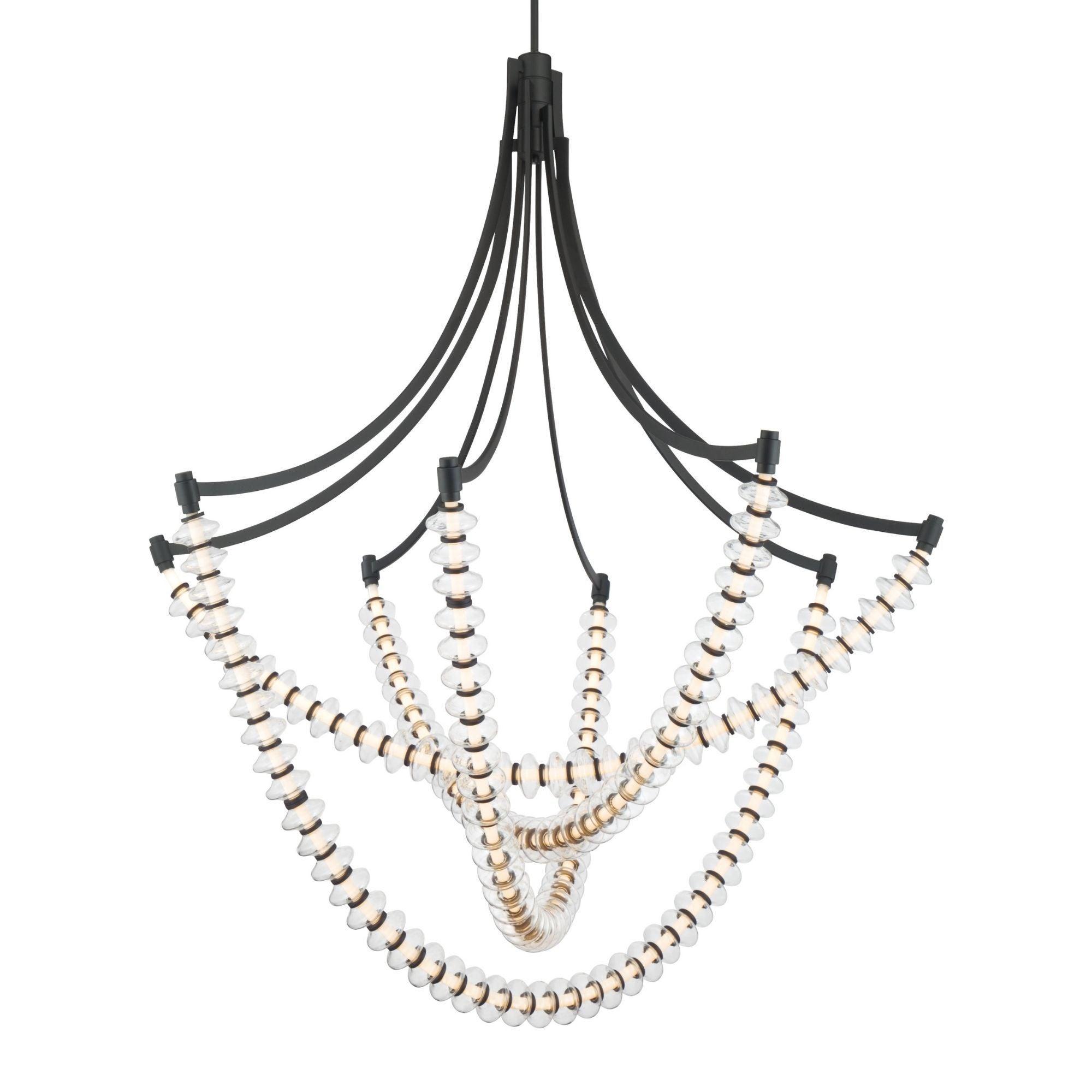 Minka-Lavery Pearl 49.25 in. LED Chandelier, Dark Matte Black with Clear Glass
