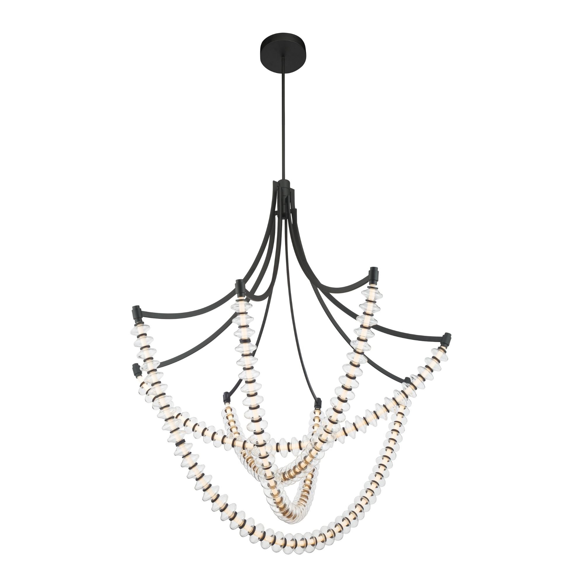 Minka-Lavery Pearl 49.25 in. LED Chandelier, Dark Matte Black with Clear Glass