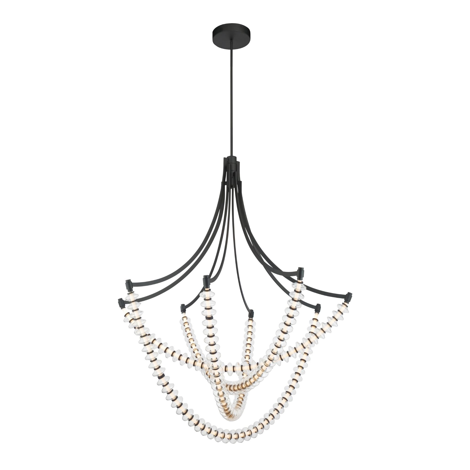 Minka-Lavery Pearl 49.25 in. LED Chandelier, Dark Matte Black with Clear Glass