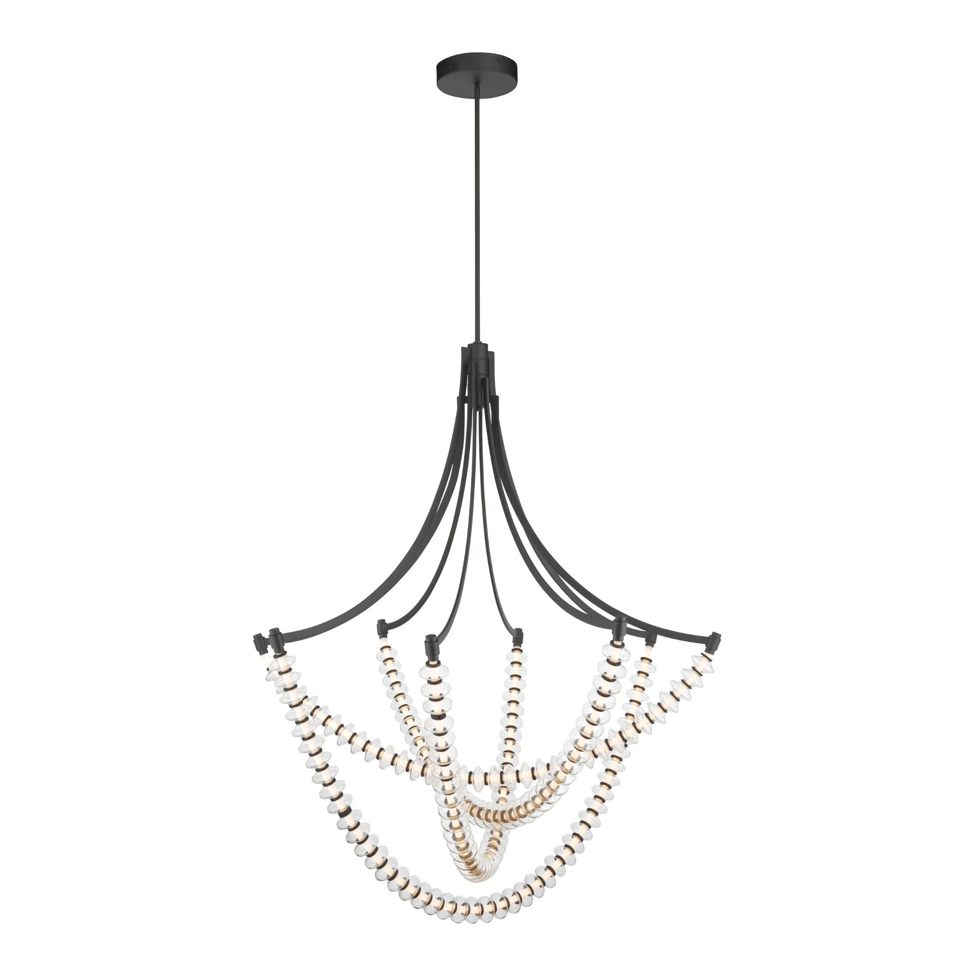 Minka-Lavery Pearl 49.25 in. LED Chandelier, Dark Matte Black with Clear Glass