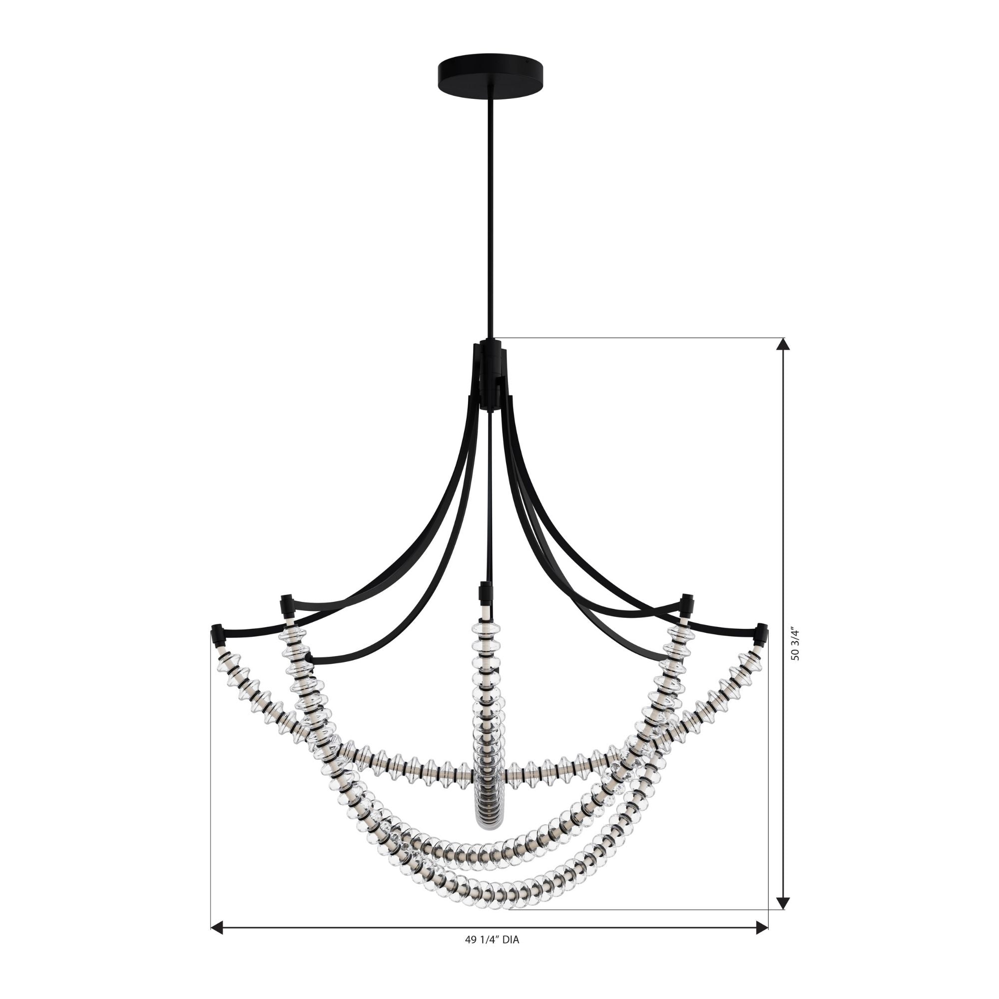 Minka-Lavery Pearl 49.25 in. LED Chandelier, Dark Matte Black with Clear Glass