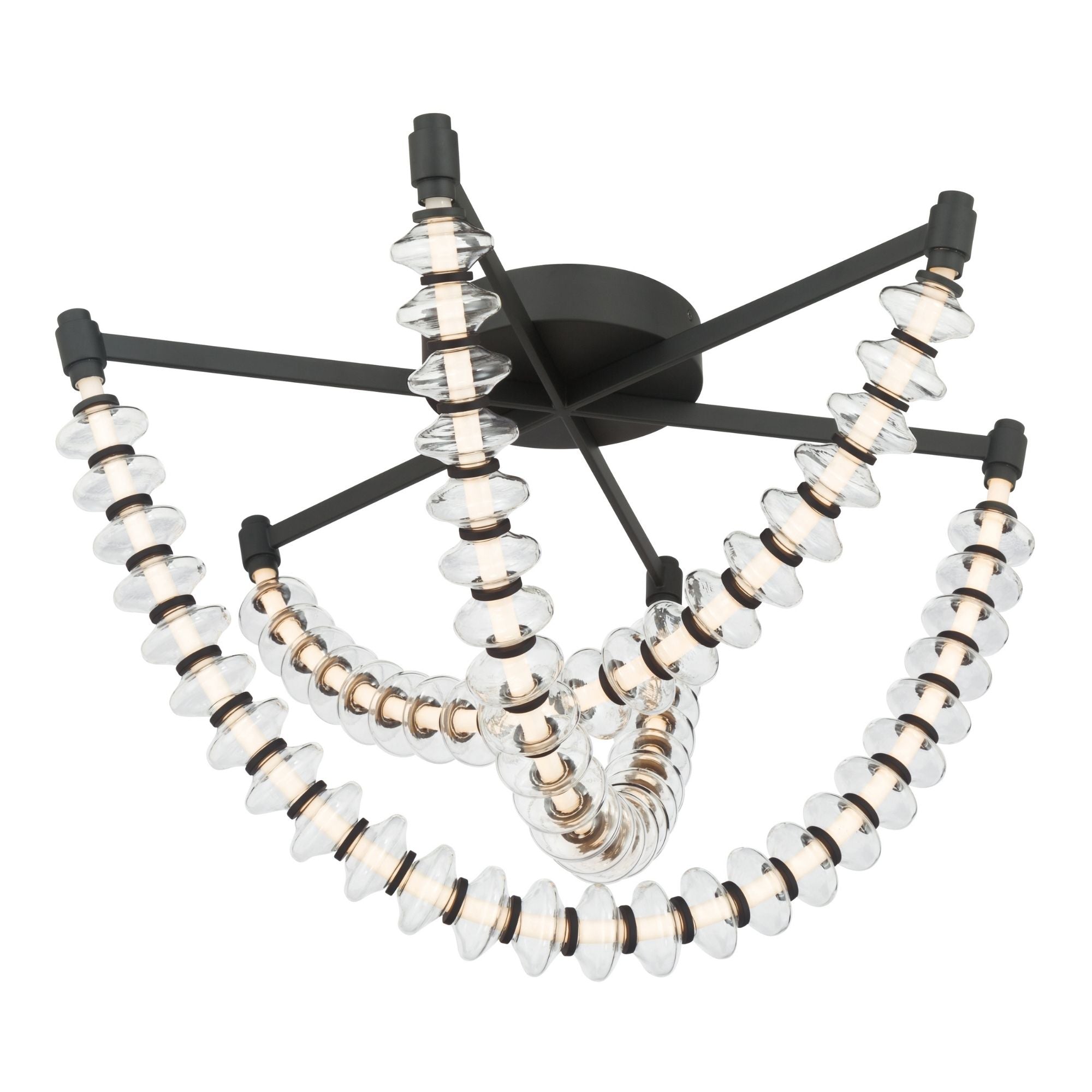 Minka-Lavery Pearl 28 in. LED Flush Mount, Dark Matte Black with Clear Glass