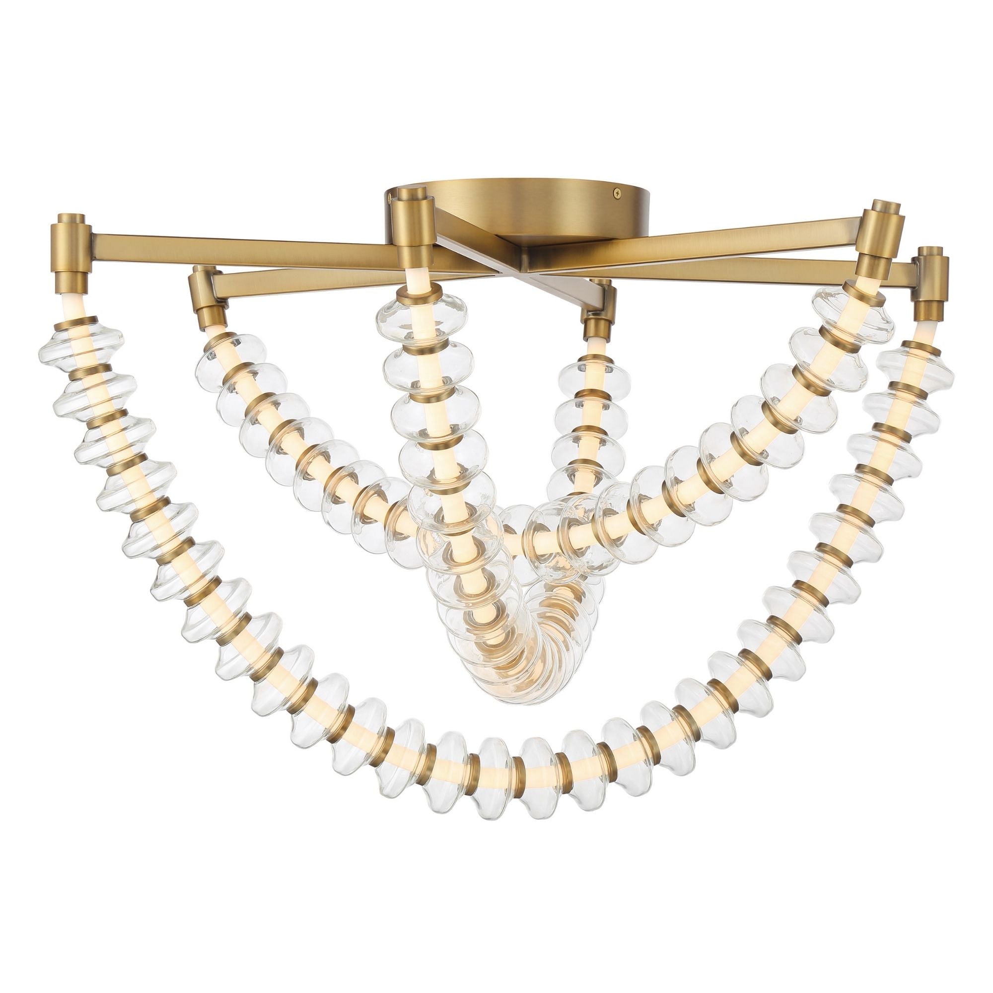 Minka-Lavery Pearl Semi-Flush Mount Light, Legacy Brass with Clear Glass