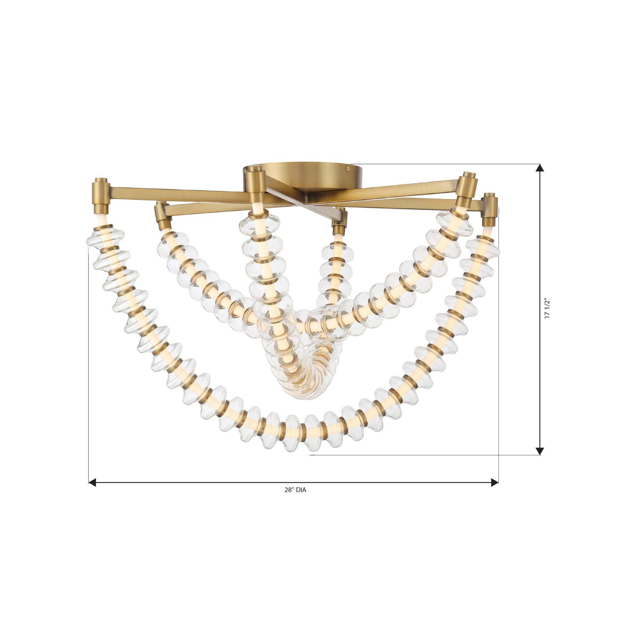 Minka-Lavery Pearl Semi-Flush Mount Light, Legacy Brass with Clear Glass