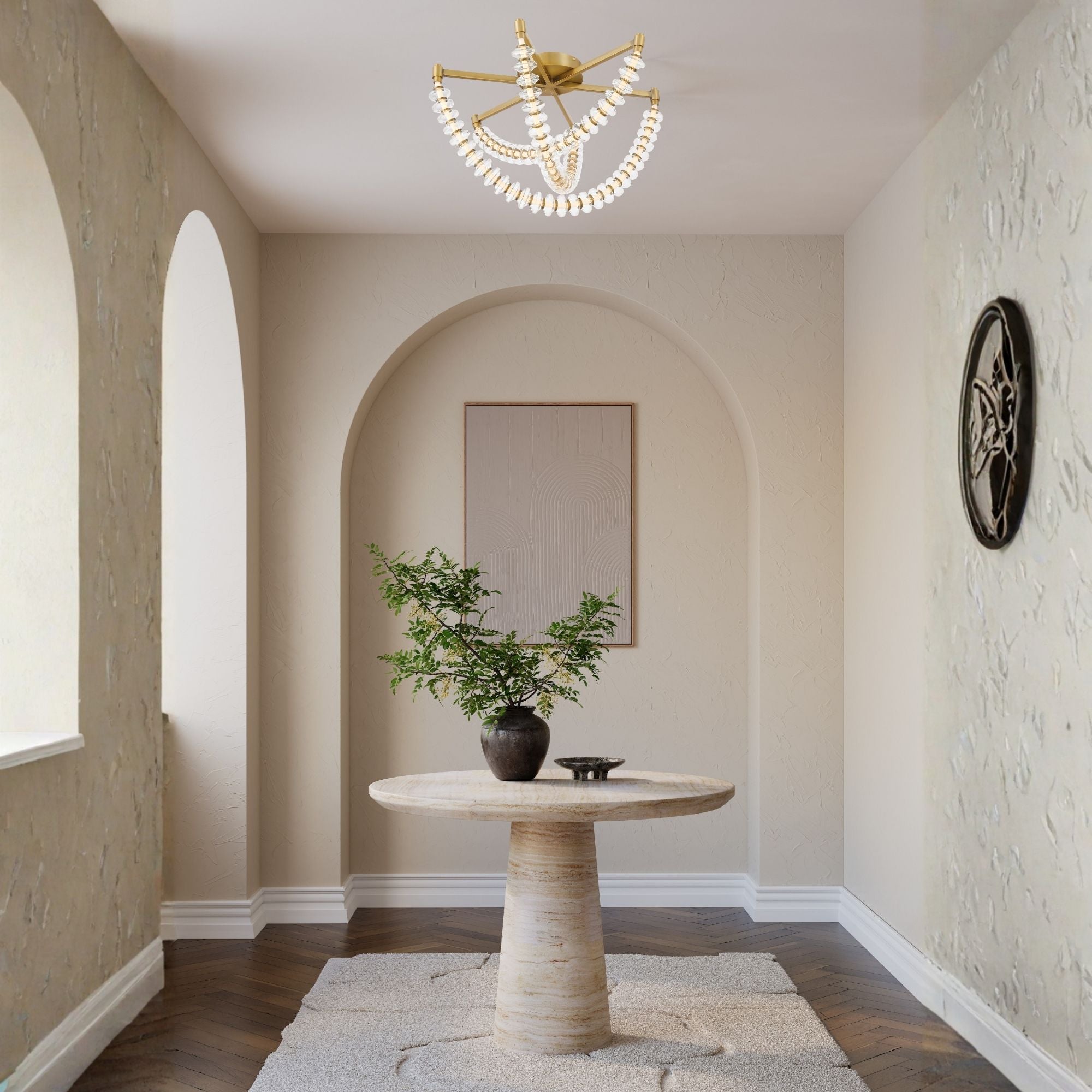 Minka-Lavery Pearl Semi-Flush Mount Light, Legacy Brass with Clear Glass
