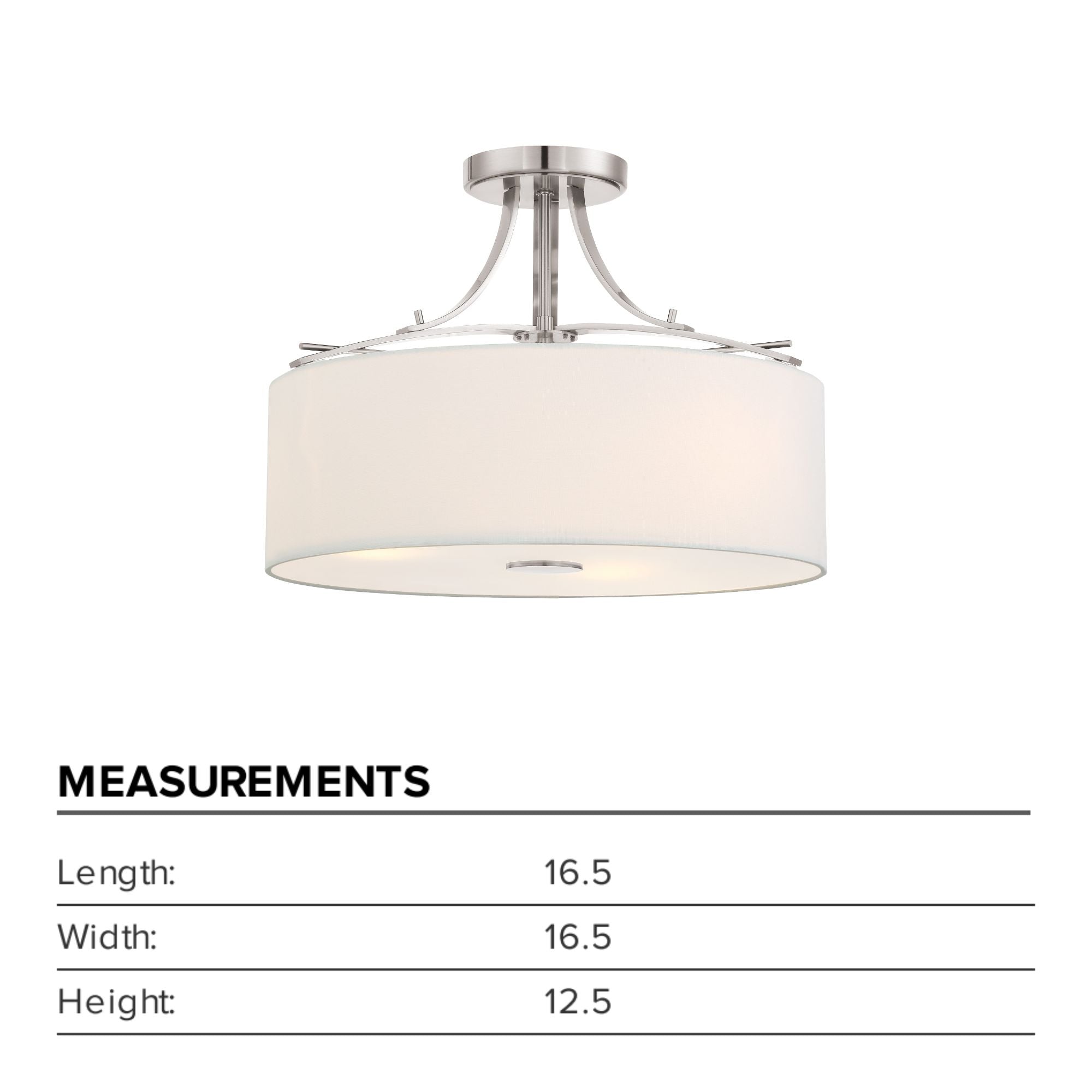 Poleis 17" 3-Light Semi-Flush Mount, Brushed Nickel Finish