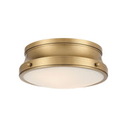 Minka-Lavery Purelight 15 in. 2-Light Flush Mount, Legacy Brass with Etched Opal Glass Drum
