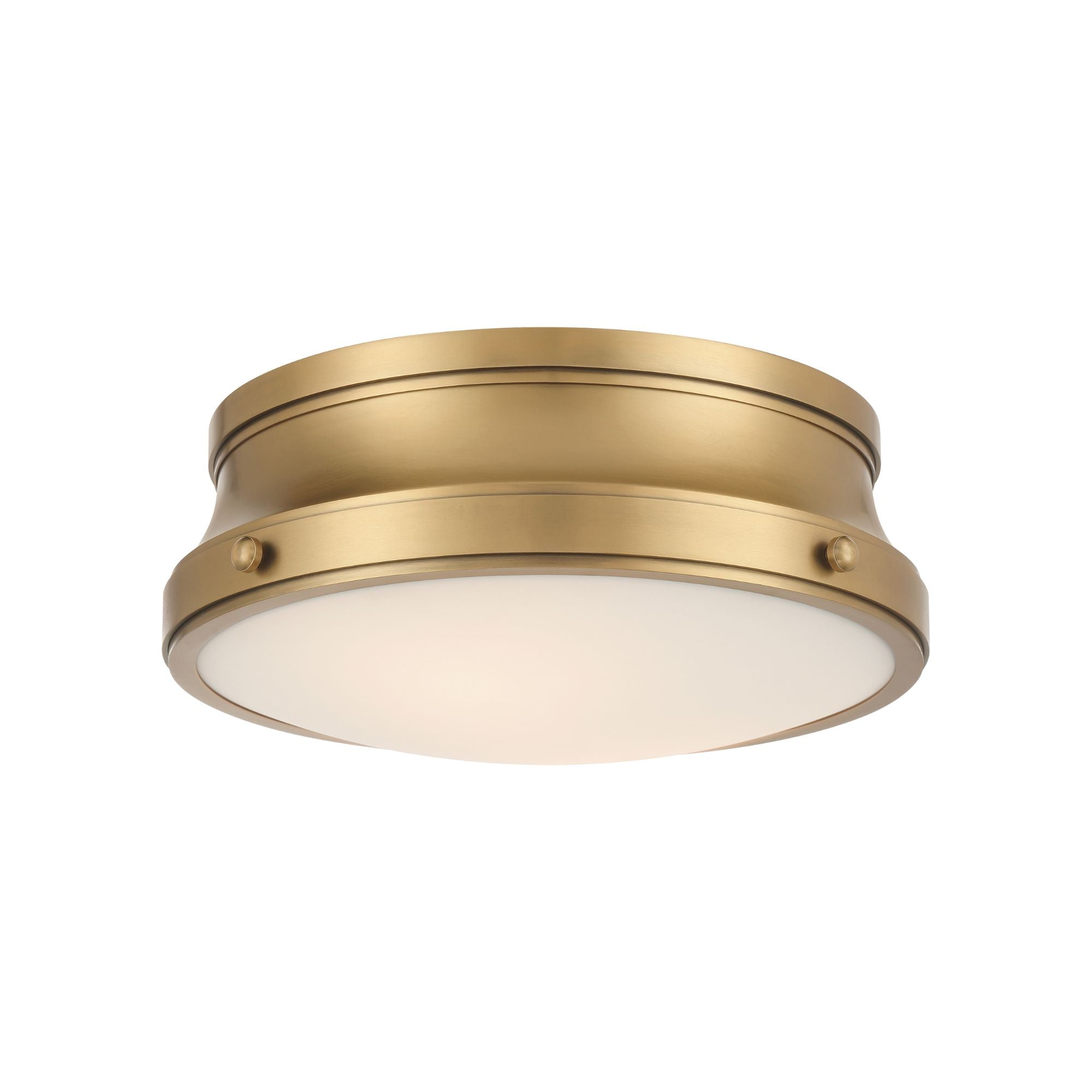 Minka-Lavery Purelight 15 in. 2-Light Flush Mount, Legacy Brass with Etched Opal Glass Drum