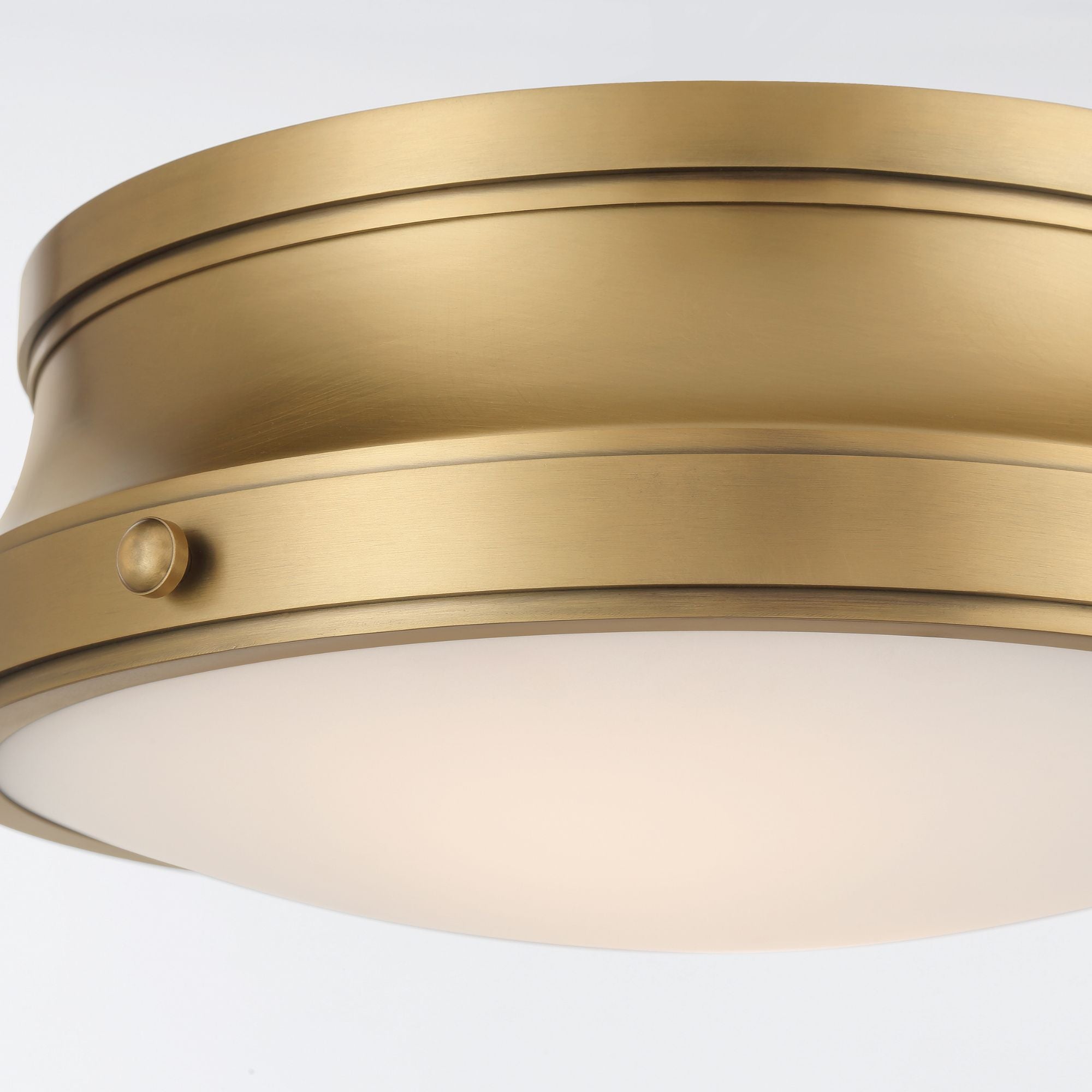 Minka-Lavery Purelight 15 in. 2-Light Flush Mount, Legacy Brass with Etched Opal Glass Drum