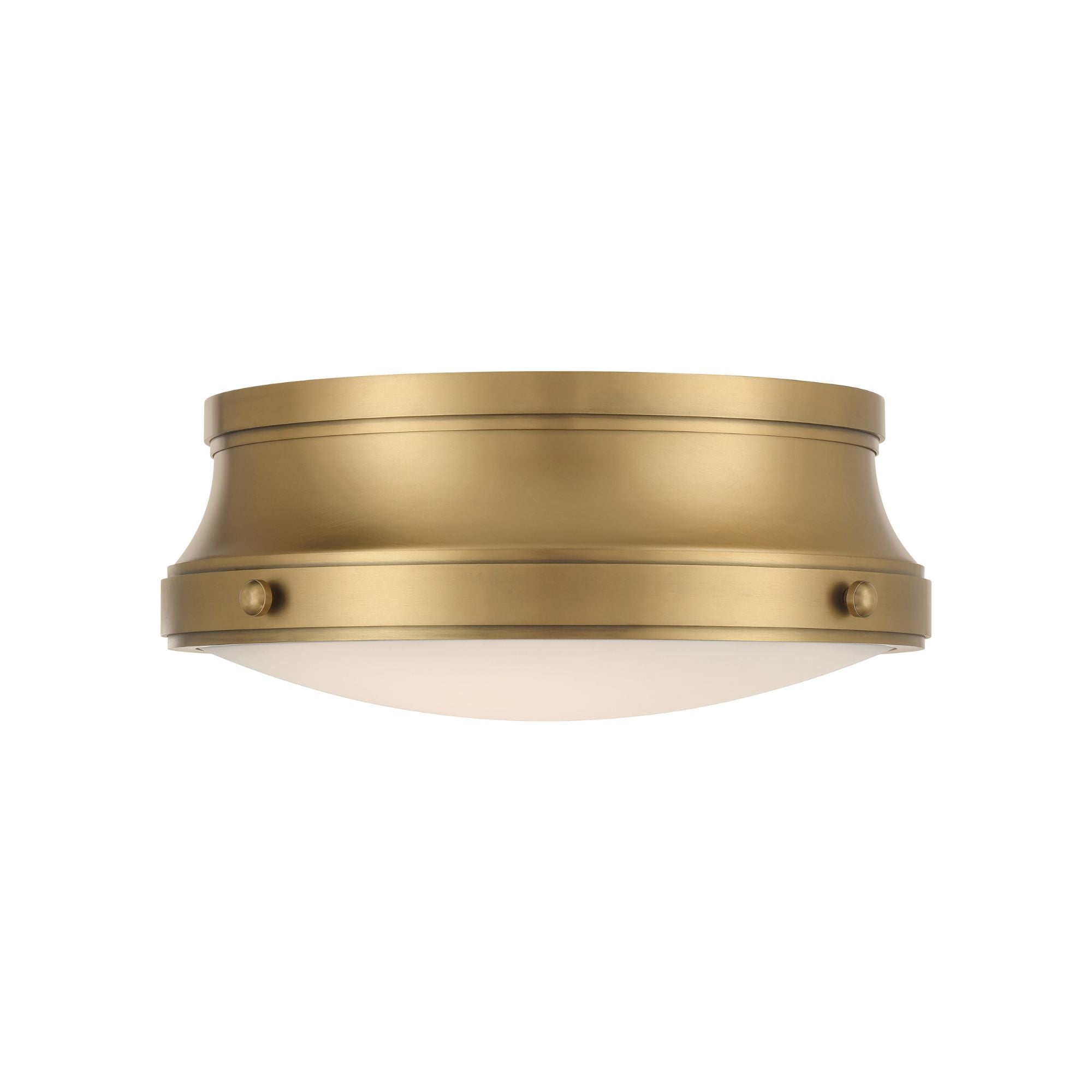 Minka-Lavery Purelight 15 in. 2-Light Flush Mount, Legacy Brass with Etched Opal Glass Drum