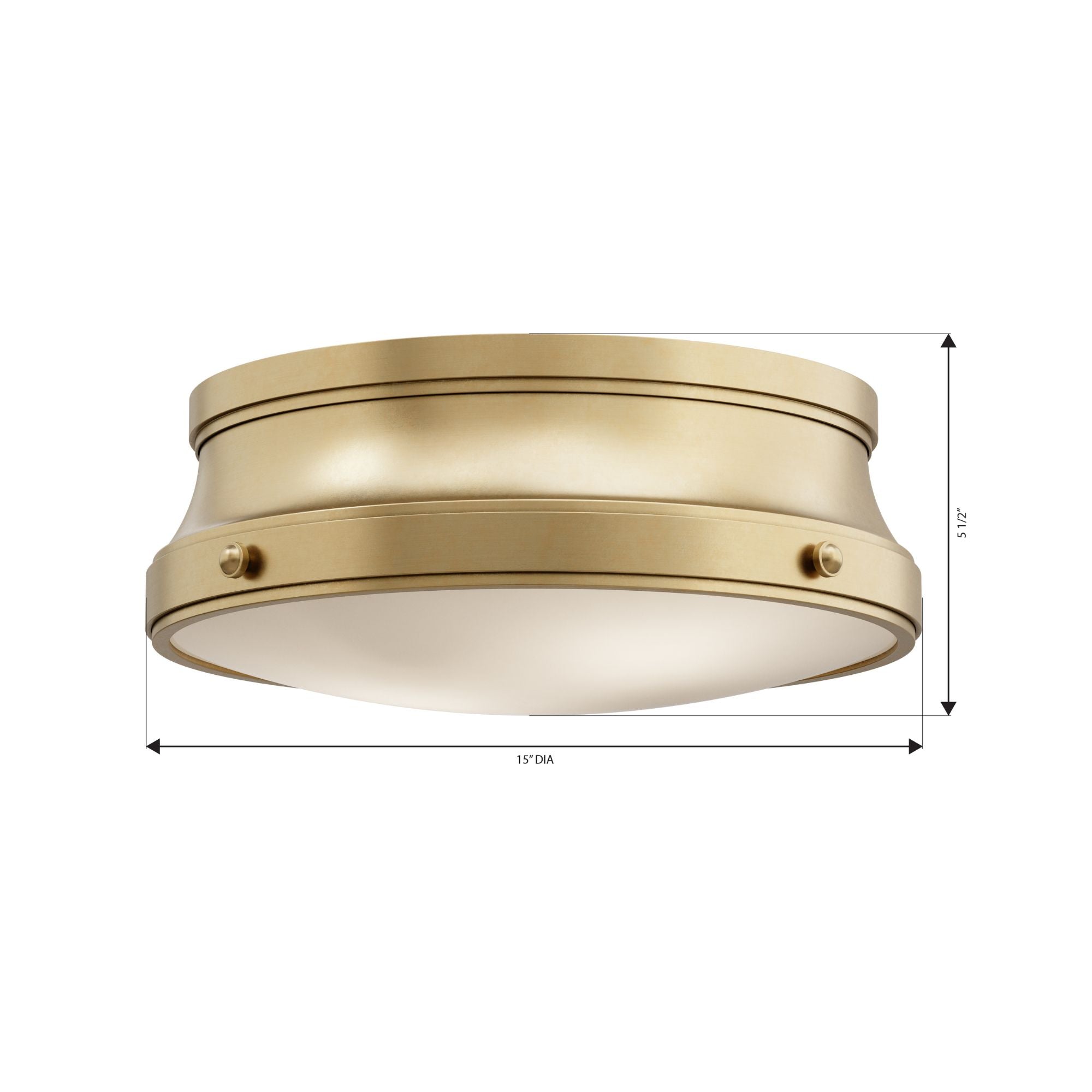 Minka-Lavery Purelight 15 in. 2-Light Flush Mount, Legacy Brass with Etched Opal Glass Drum