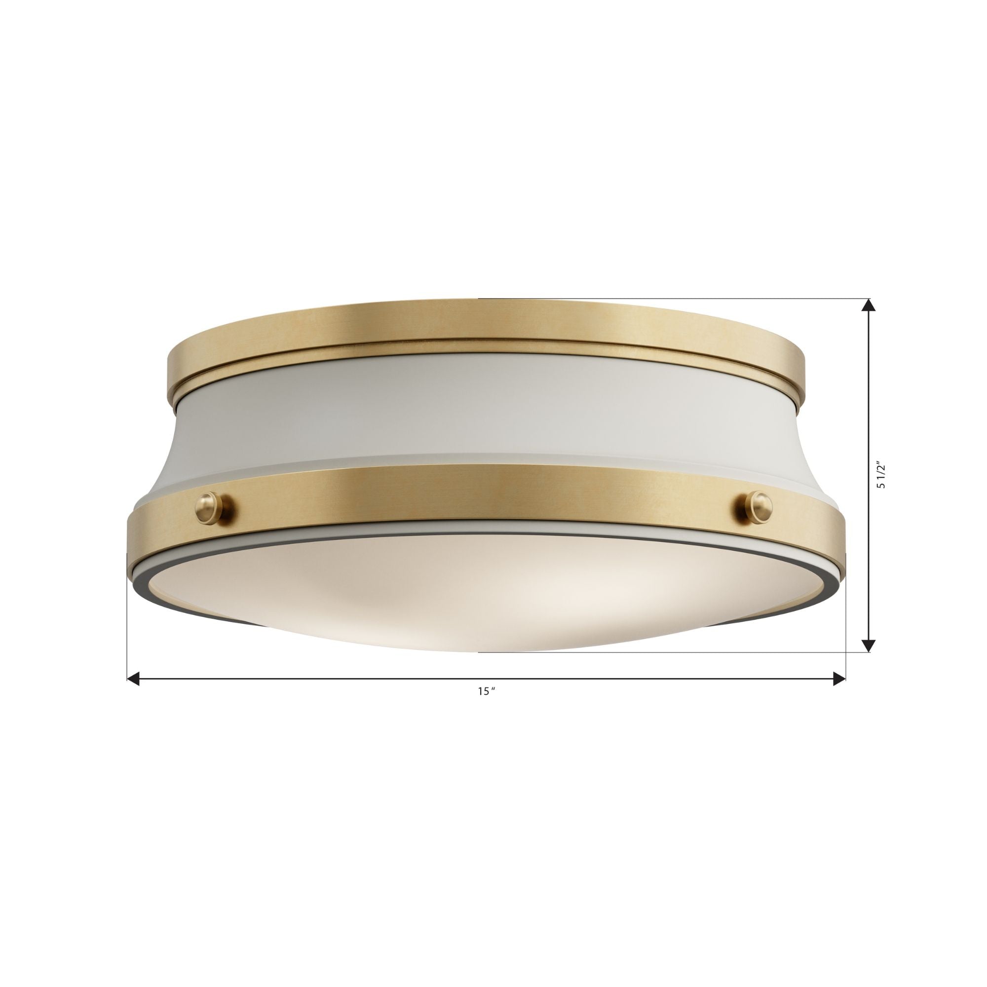 Minka-Lavery Purelight 15 in. 2-Light Flush Mount, Legacy Brass & Off White with Etched Opal Glass Drum