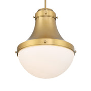 Minka-Lavery Purelight 19 in. Pendant Light, Legacy Brass with Etched Opal Glass