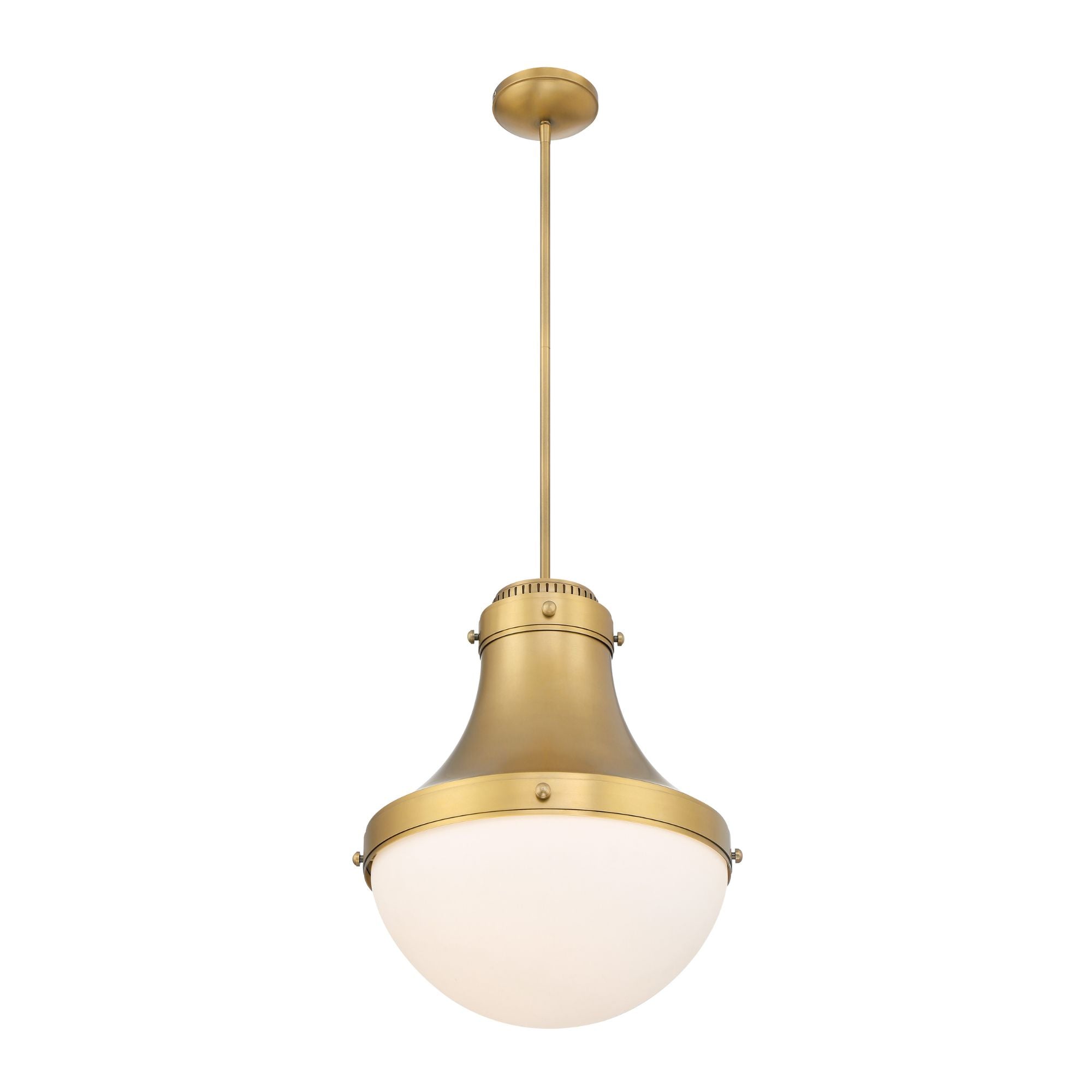 Minka-Lavery Purelight 19 in. Pendant Light, Legacy Brass with Etched Opal Glass