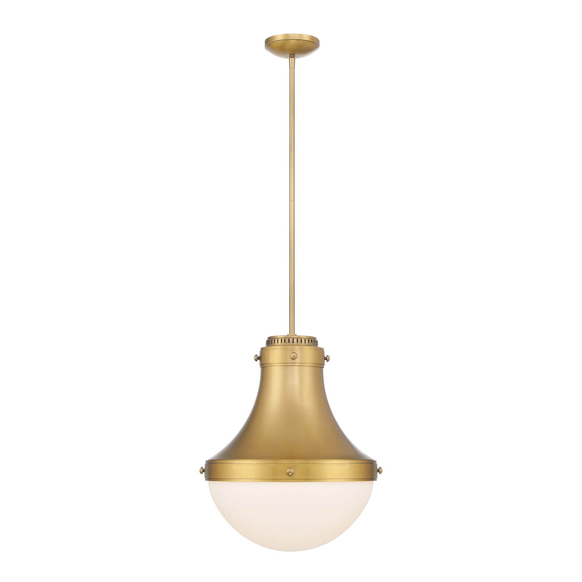 Minka-Lavery Purelight 19 in. Pendant Light, Legacy Brass with Etched Opal Glass