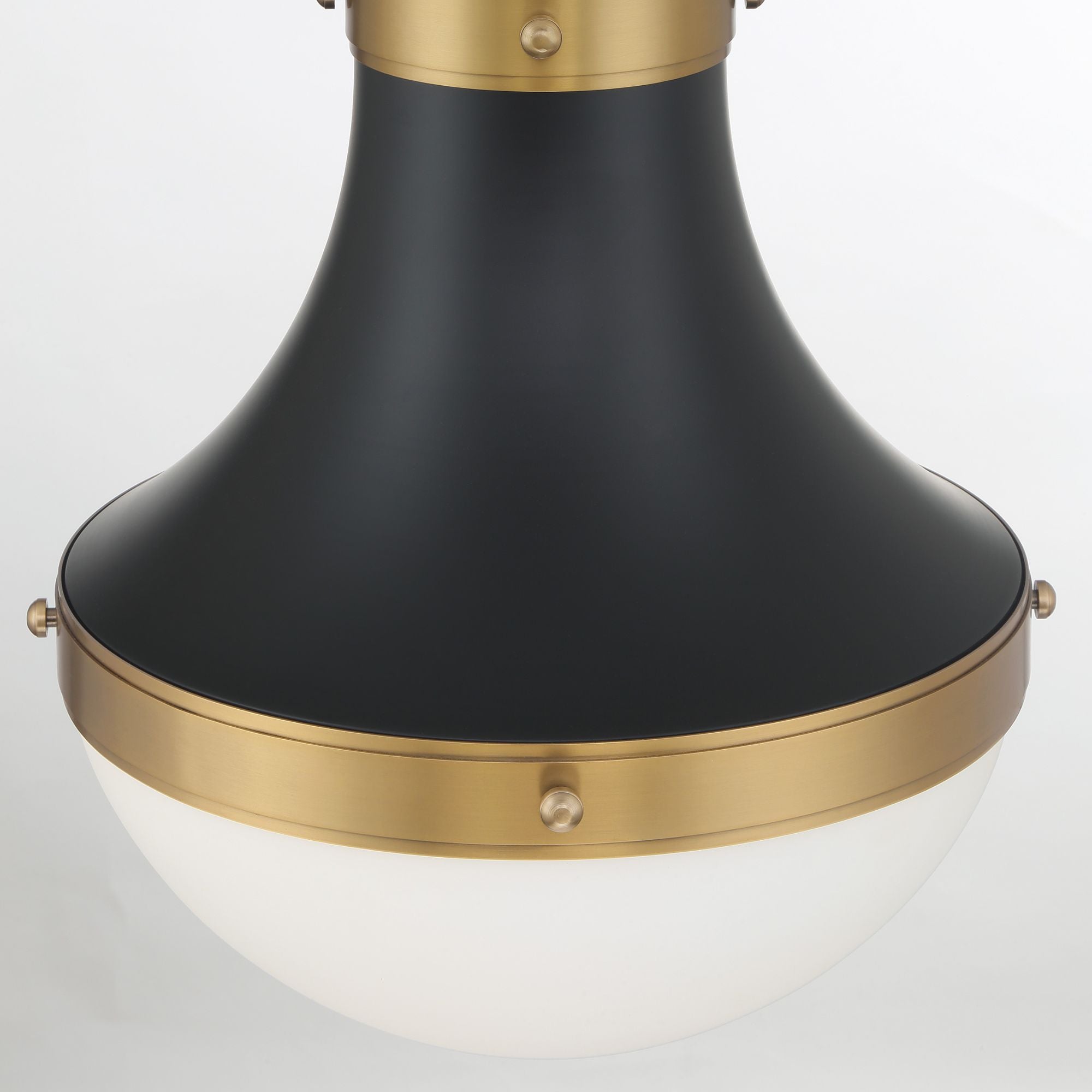 Minka-Lavery Purelight 19 in. Pendant Light, Dark Matte Black & Legacy Brass with Etched Opal Glass
