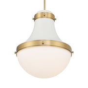 Minka-Lavery Purelight 19 in. Pendant Light, Off White Cream & Legacy Brass with Etched Opal Glass