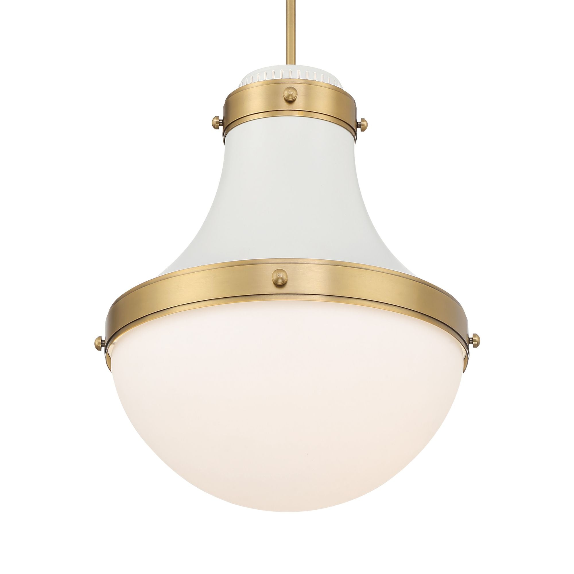 Minka-Lavery Purelight 19 in. Pendant Light, Off White Cream & Legacy Brass with Etched Opal Glass