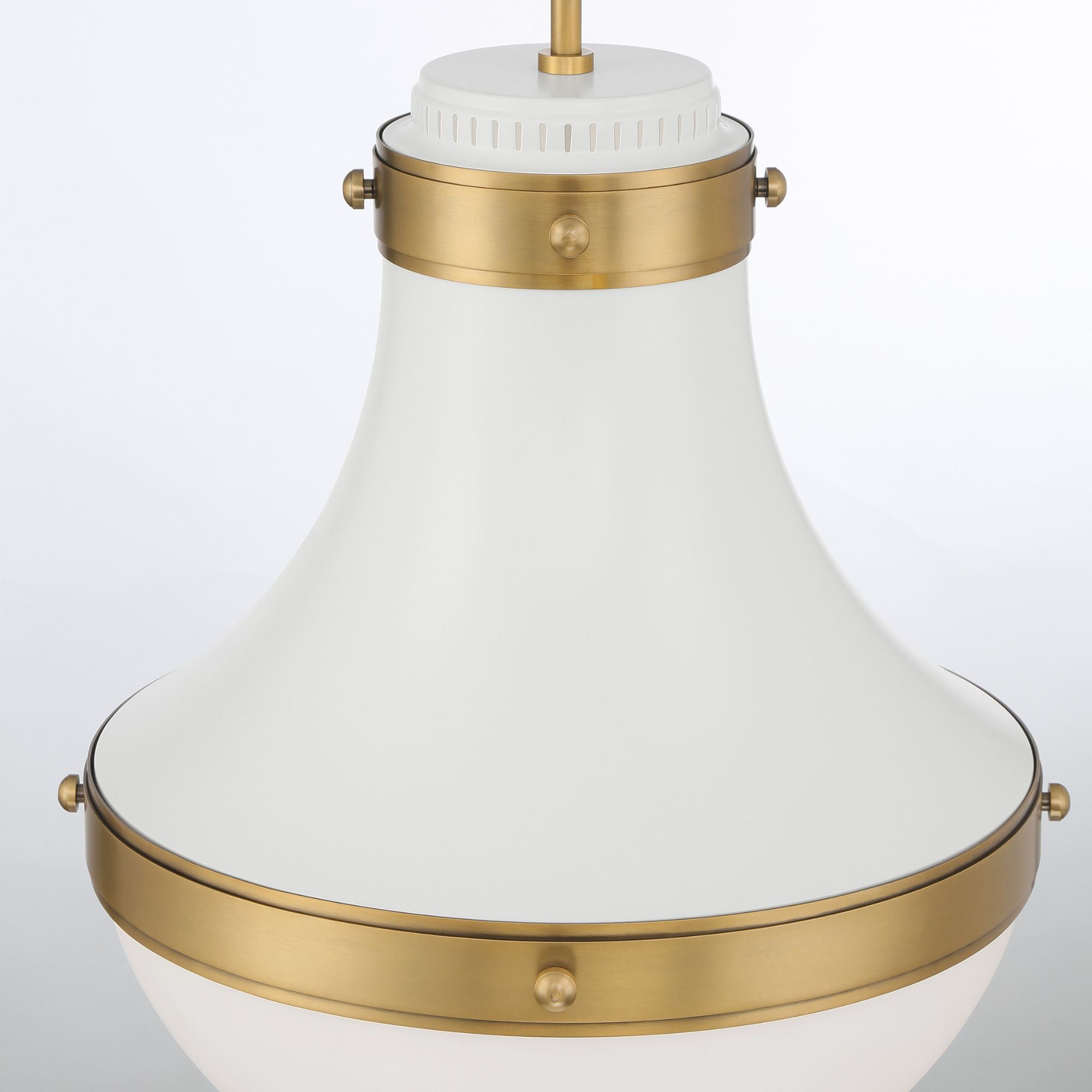 Minka-Lavery Purelight 19 in. Pendant Light, Off White Cream & Legacy Brass with Etched Opal Glass