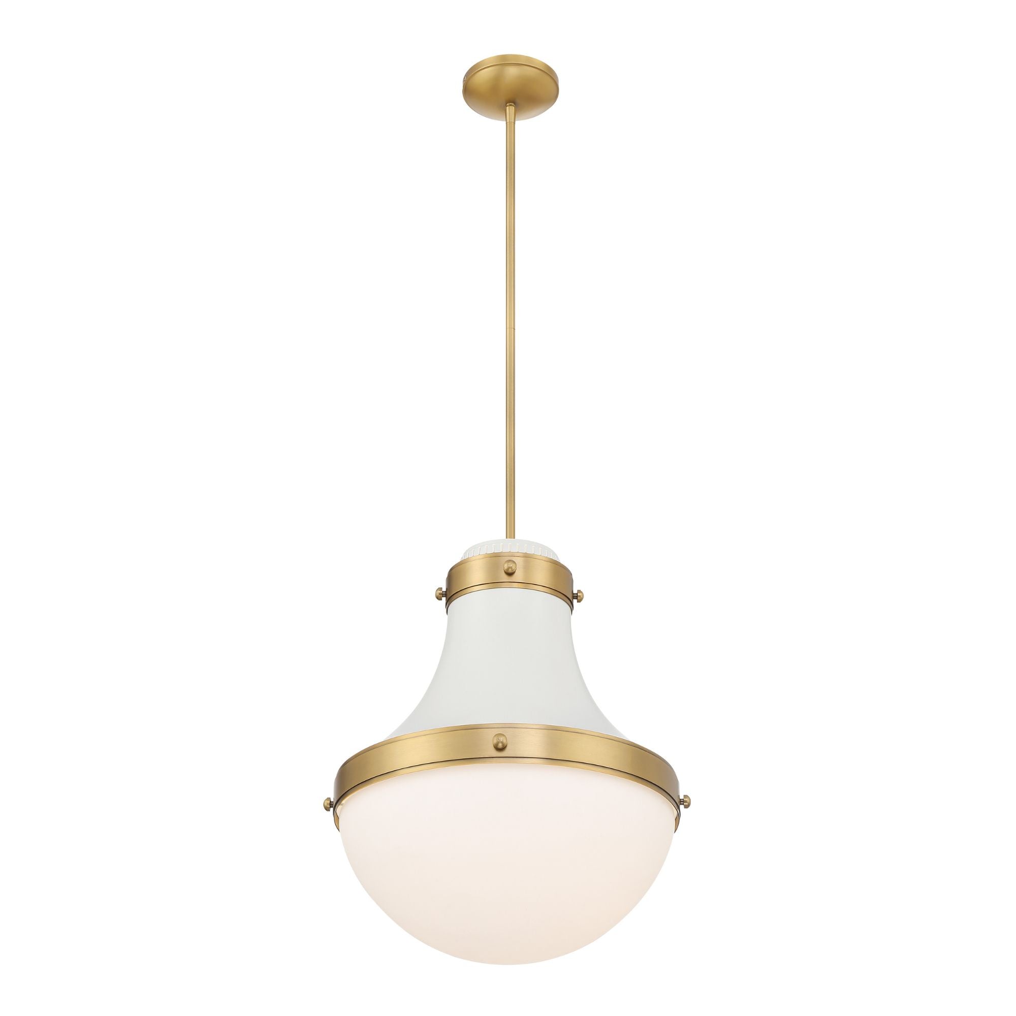Minka-Lavery Purelight 19 in. Pendant Light, Off White Cream & Legacy Brass with Etched Opal Glass