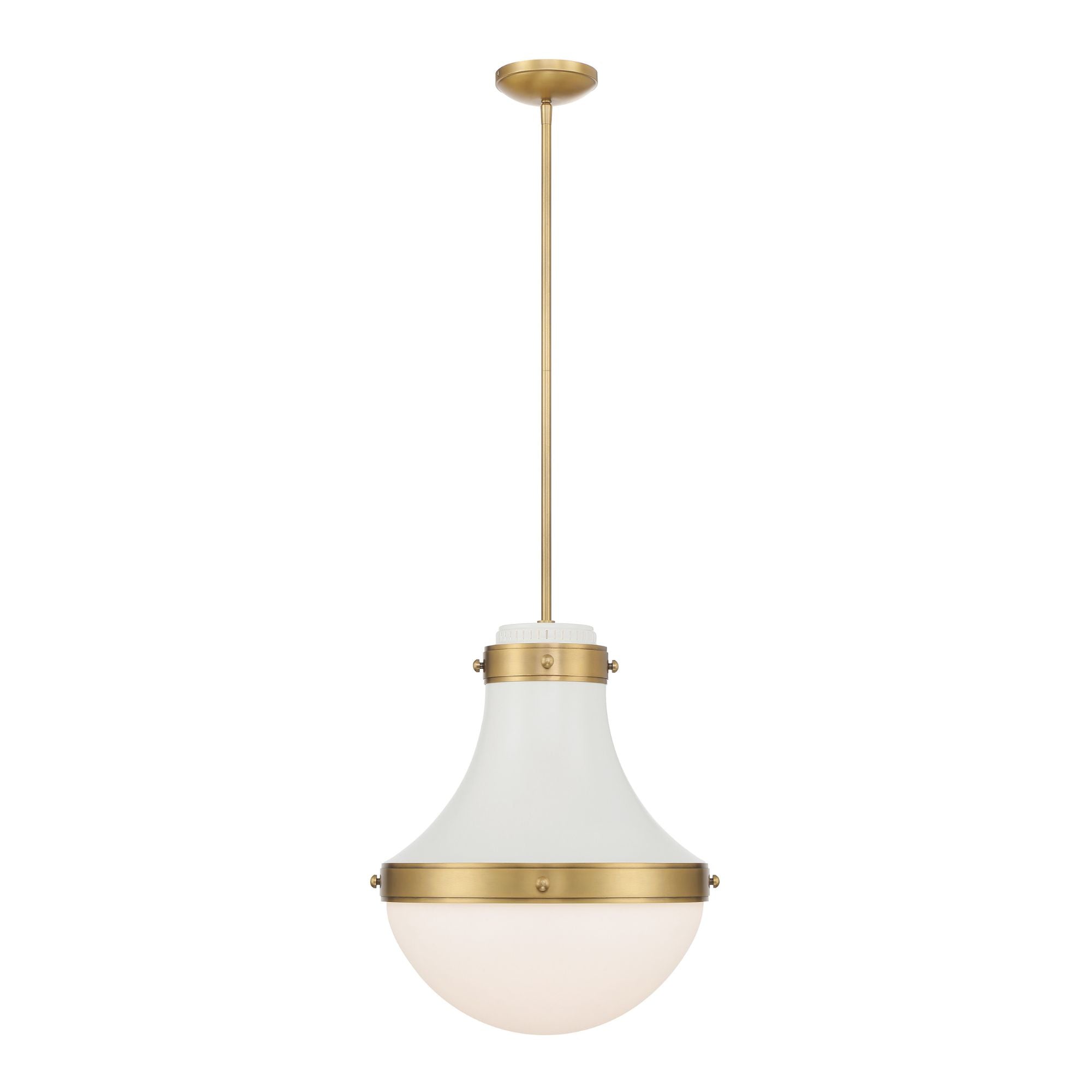 Minka-Lavery Purelight 19 in. Pendant Light, Off White Cream & Legacy Brass with Etched Opal Glass