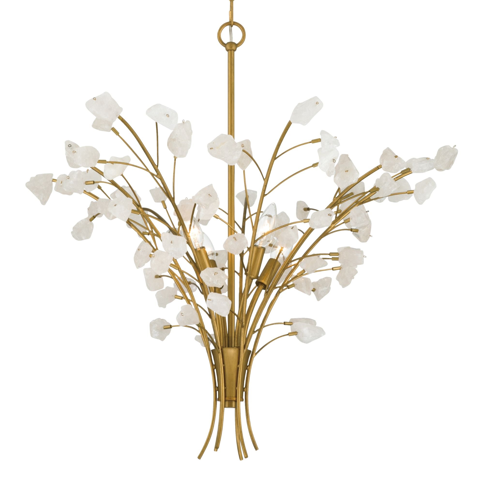 Minka-Lavery Ramus 30 in. 4-Light Chandelier, Painted Legacy Brass & Crystalline Quartz